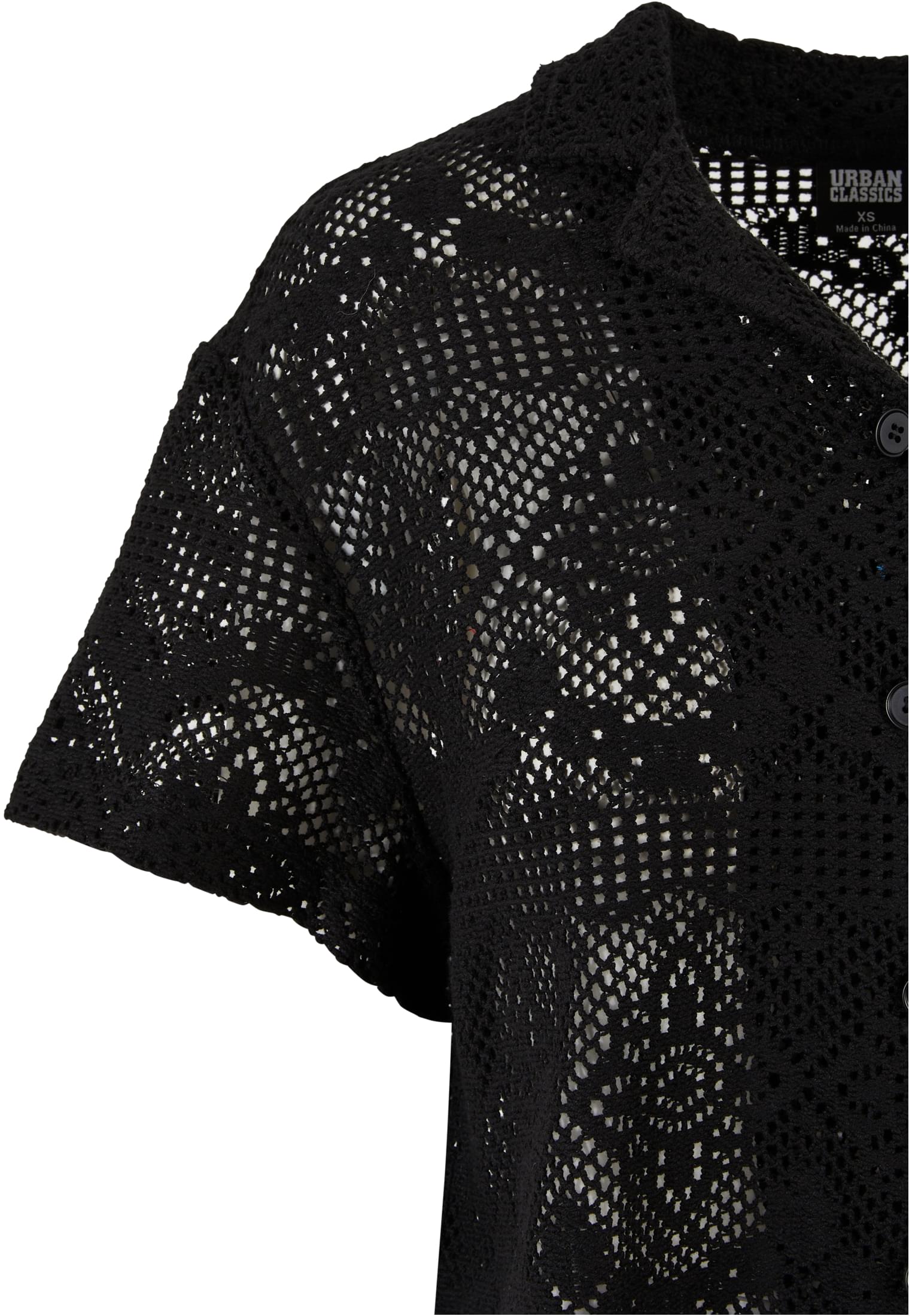 Ladies Crochet Lace Resort Shirt | black