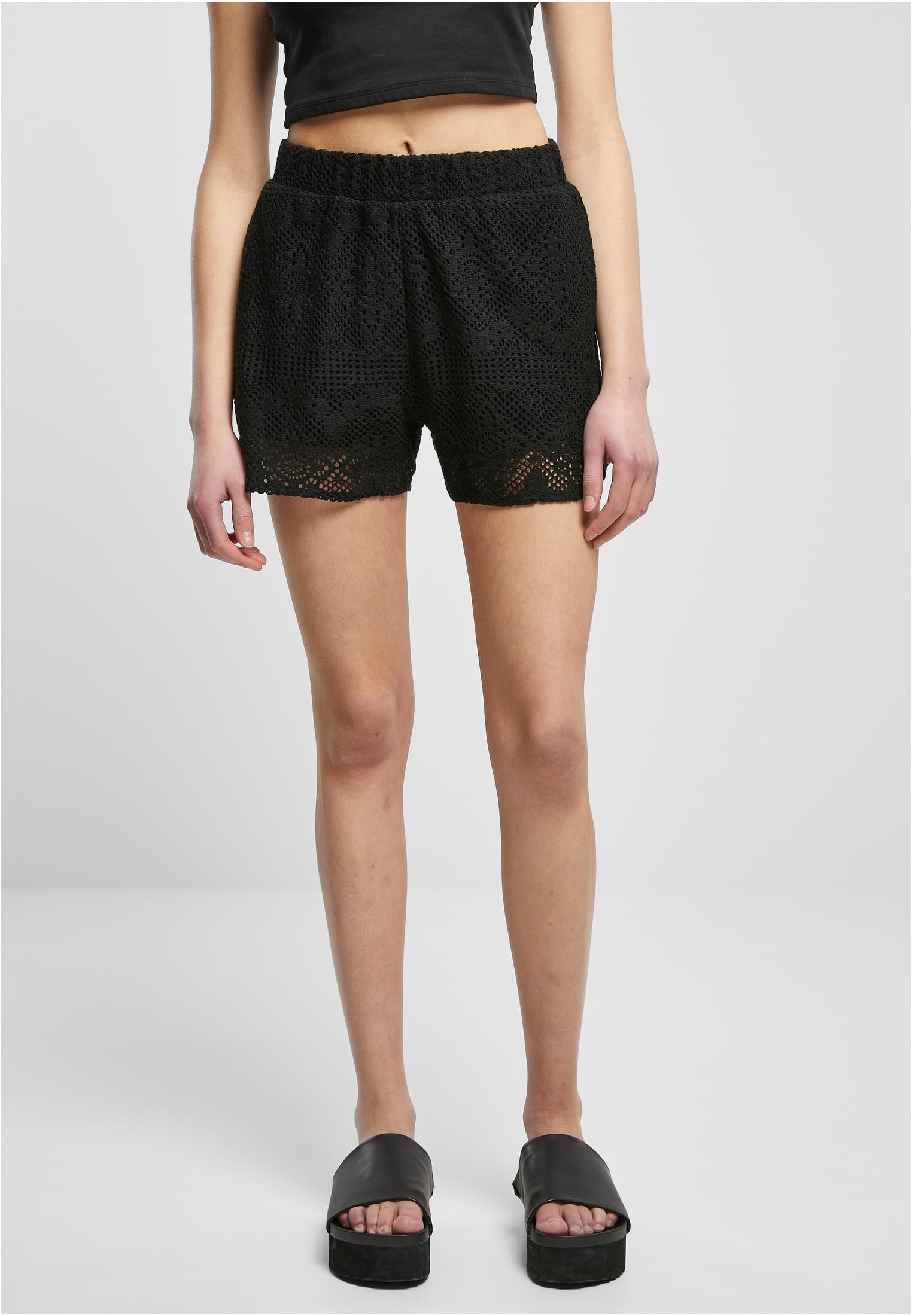 Ladies Crochet Lace Resort Shorts | black