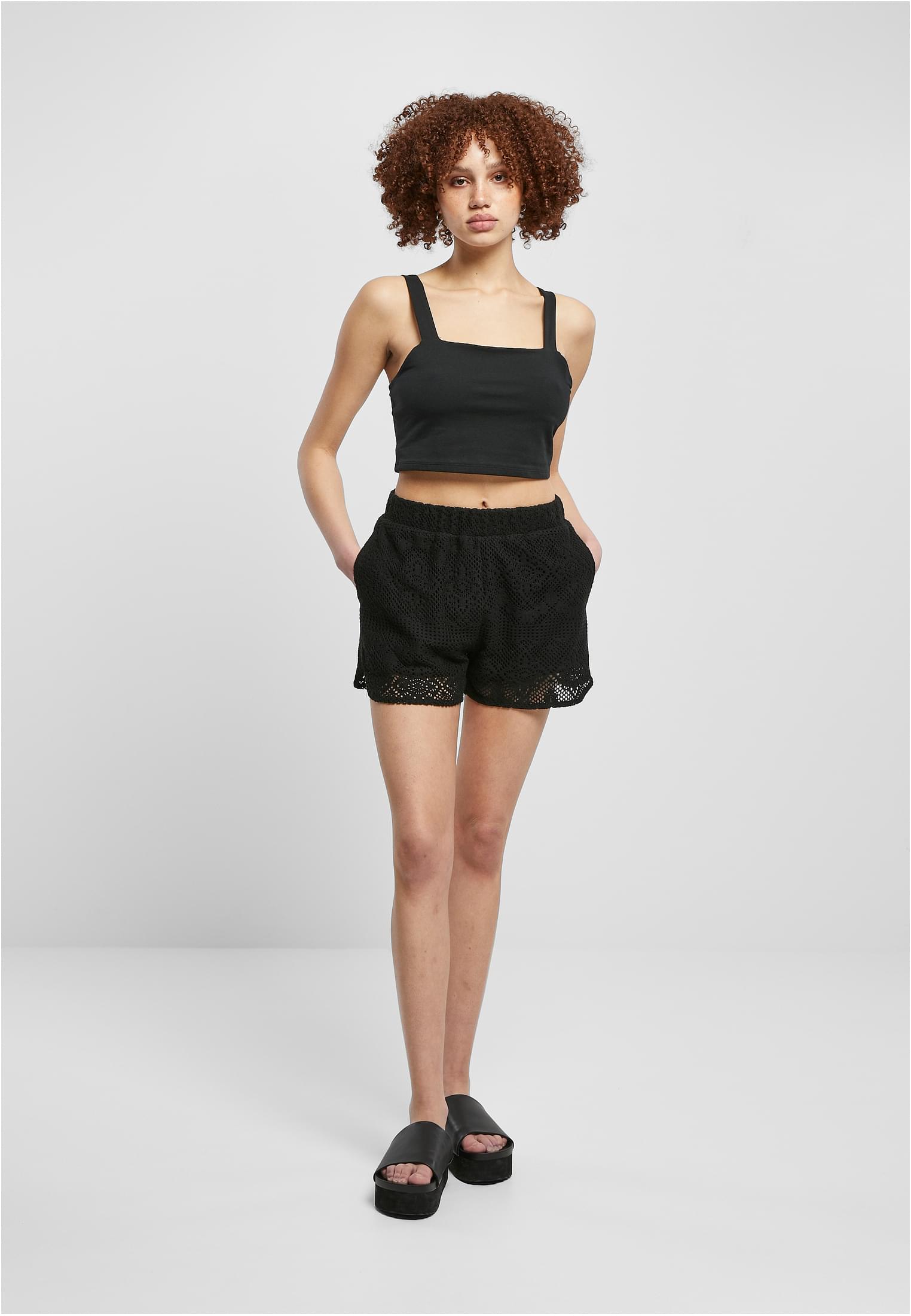 Ladies Crochet Lace Resort Shorts | black