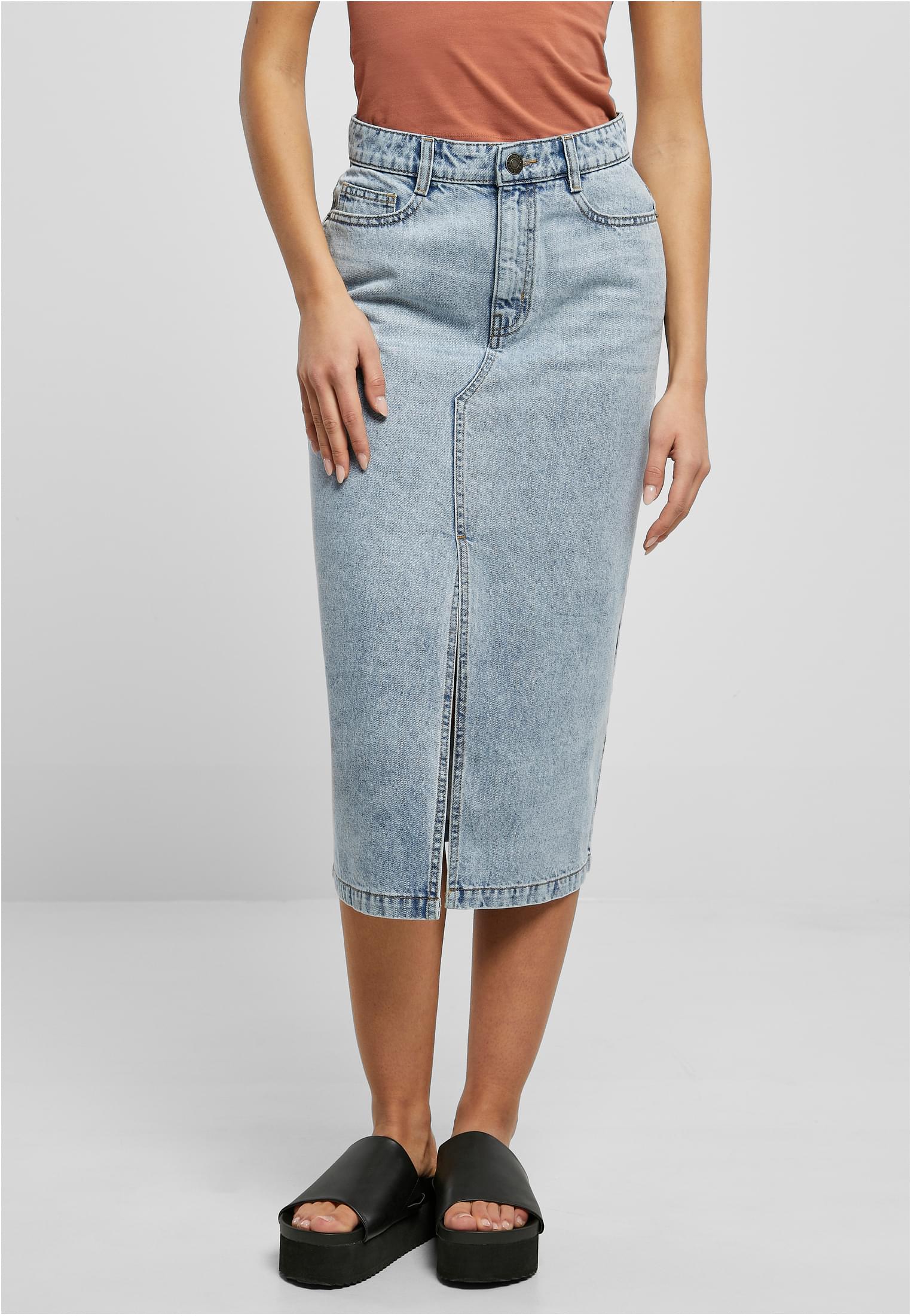 Ladies Midi Denim Skirt | tinted lightblue washed