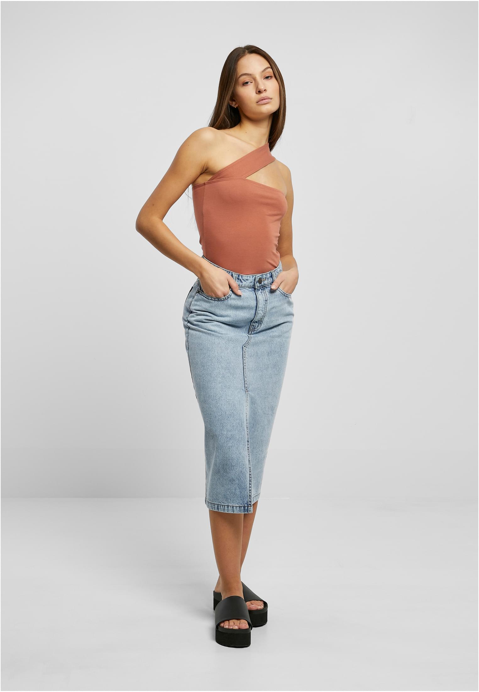 Ladies Midi Denim Skirt | tinted lightblue washed