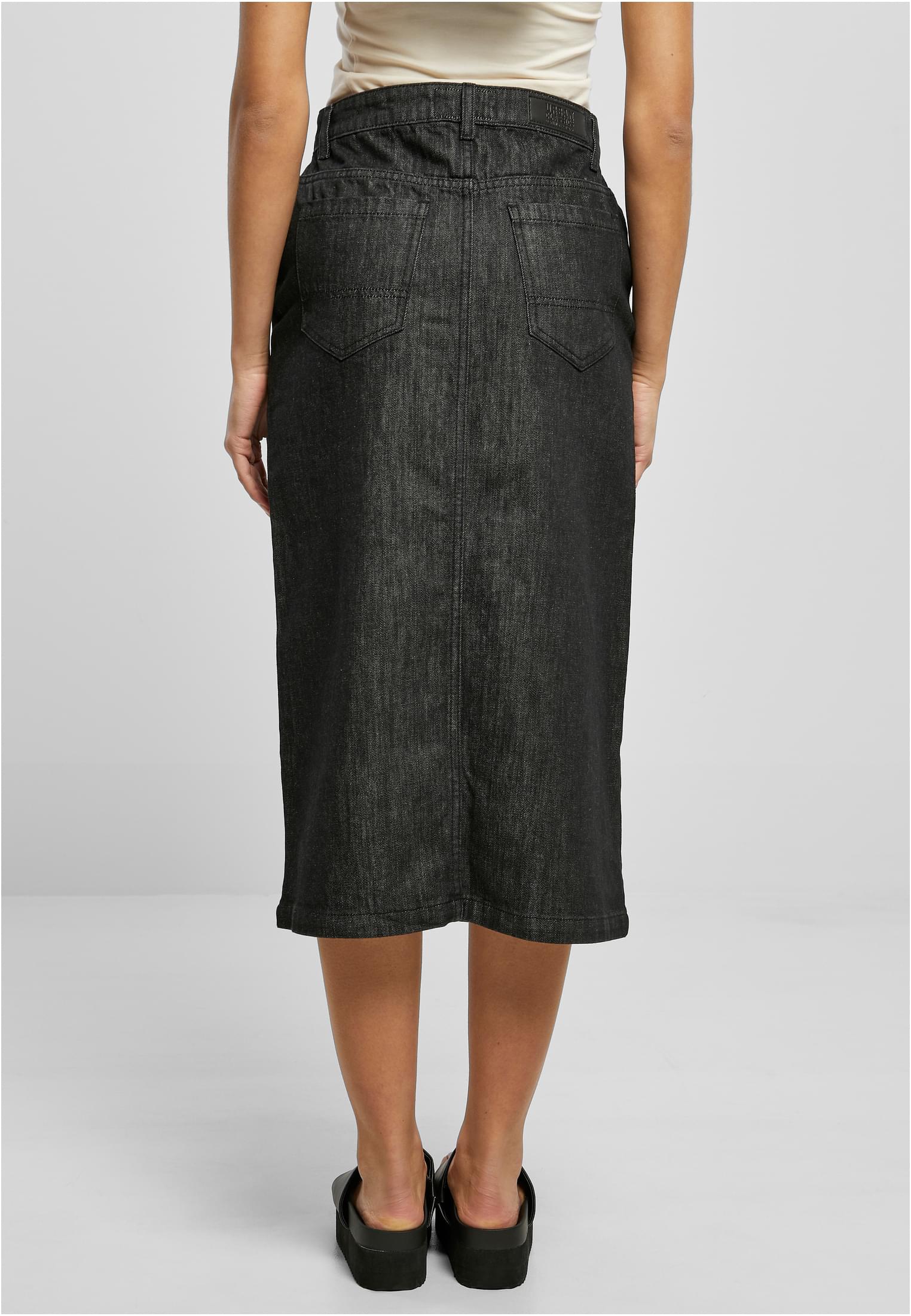 Ladies Midi Denim Skirt | black washed