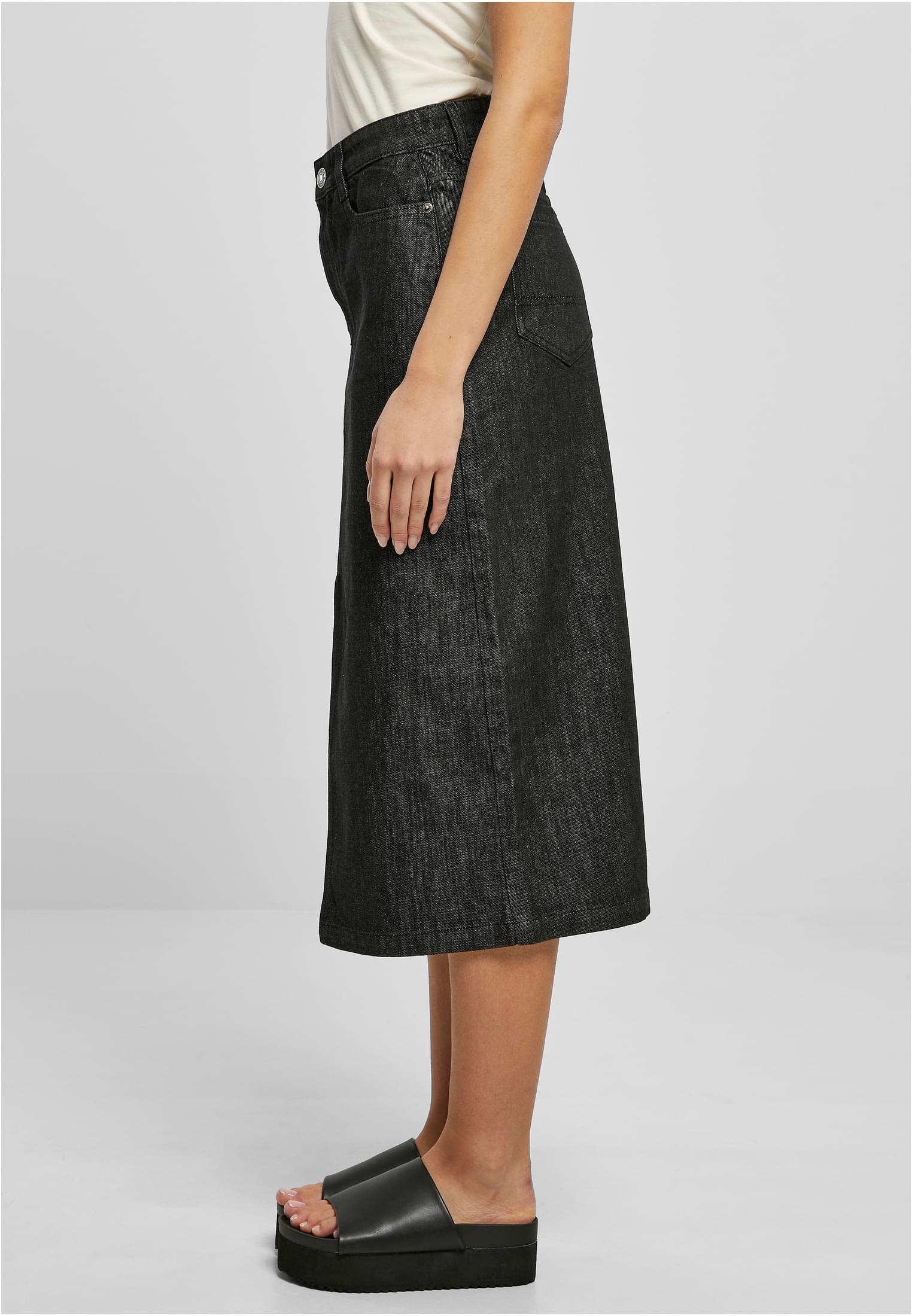 Ladies Midi Denim Skirt | black washed