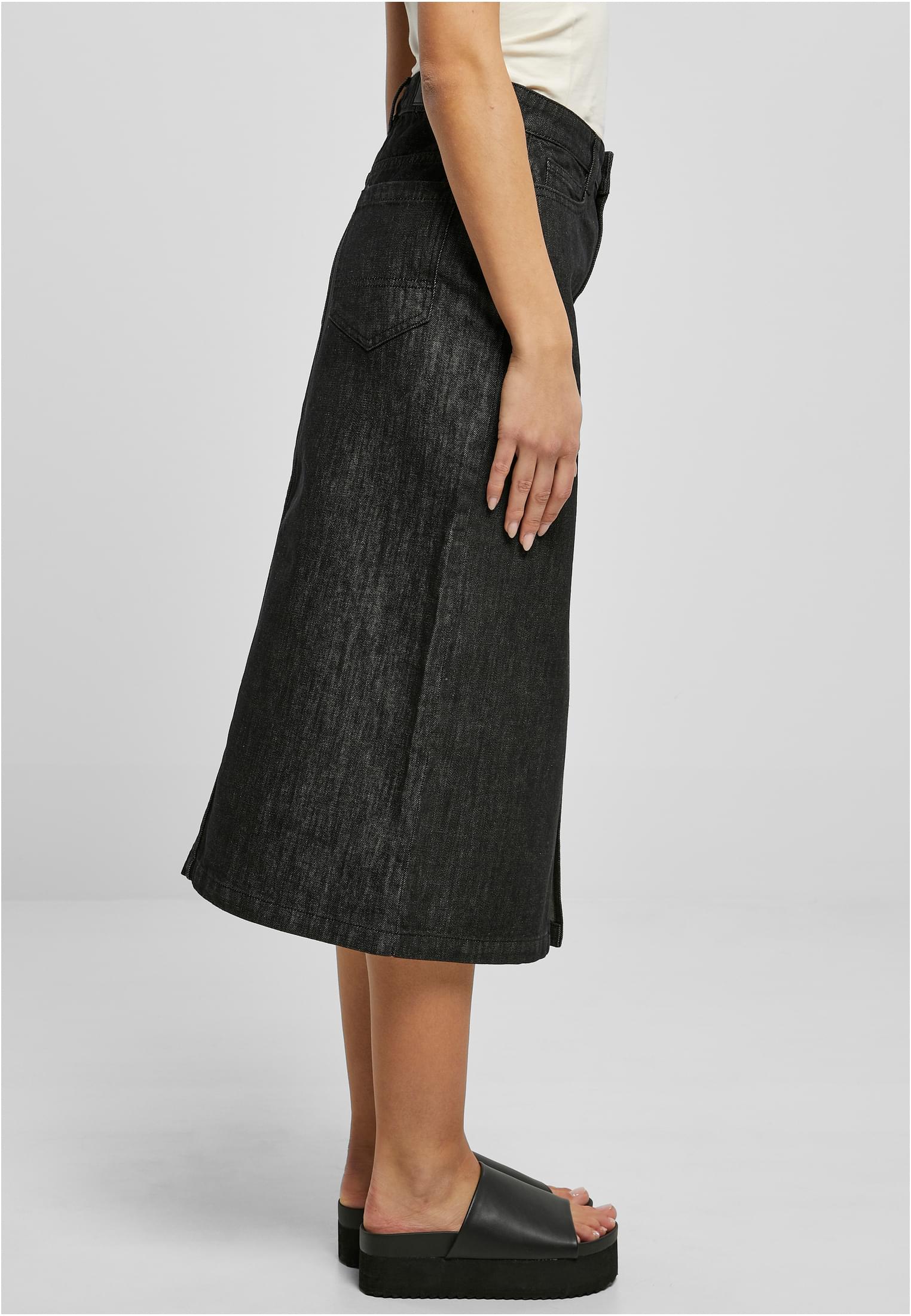 Ladies Midi Denim Skirt | black washed