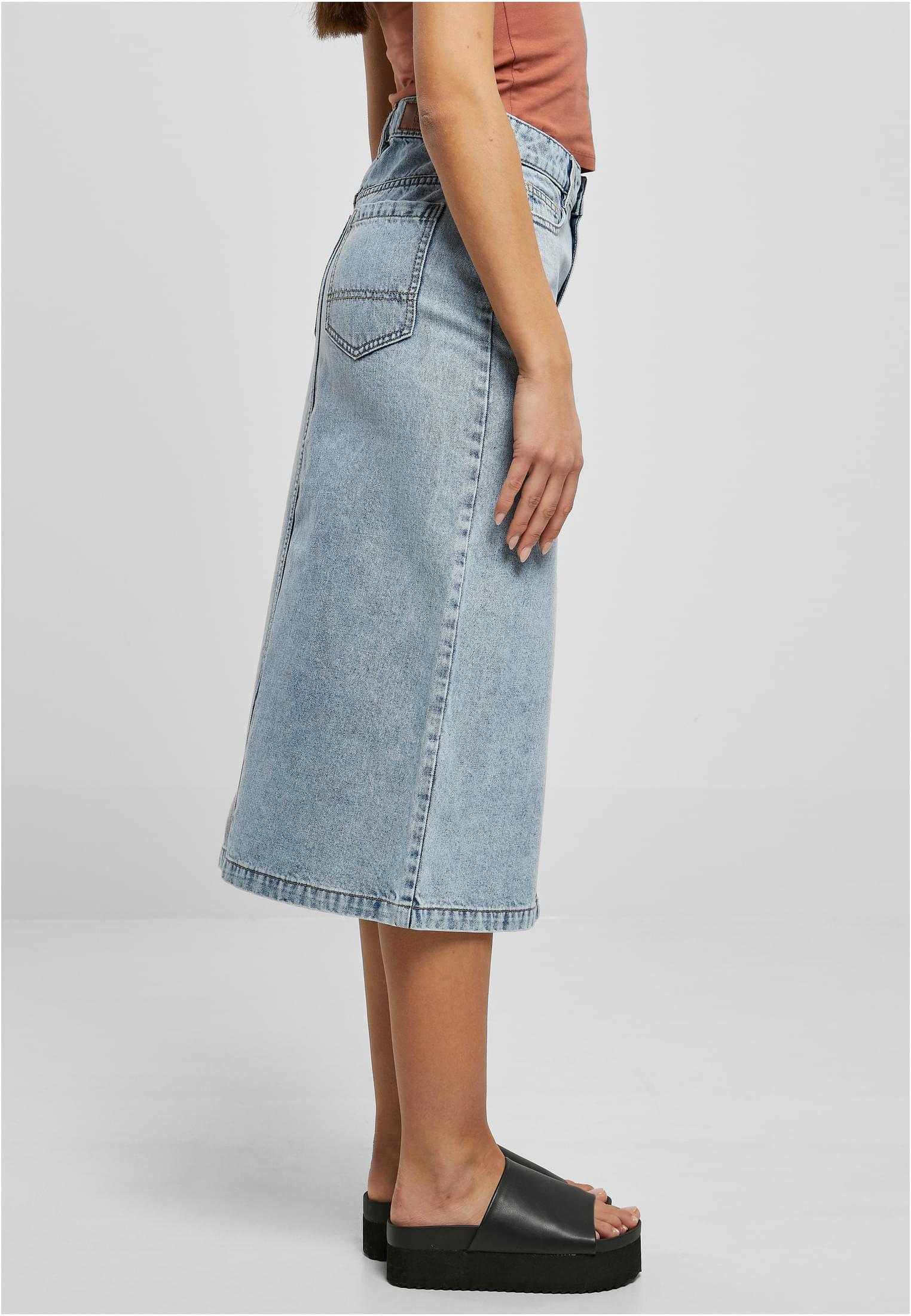 Ladies Midi Denim Skirt | tinted lightblue washed