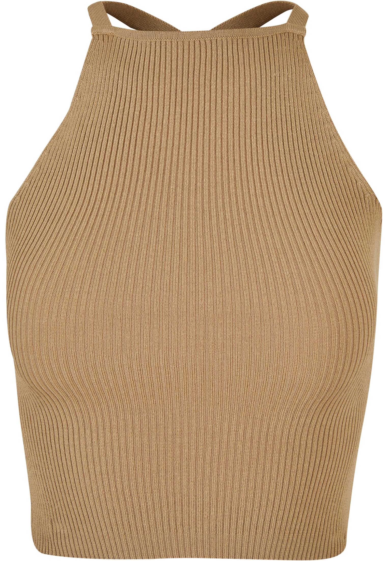 Ladies Rib Knit Crossed Back Top | unionbeige