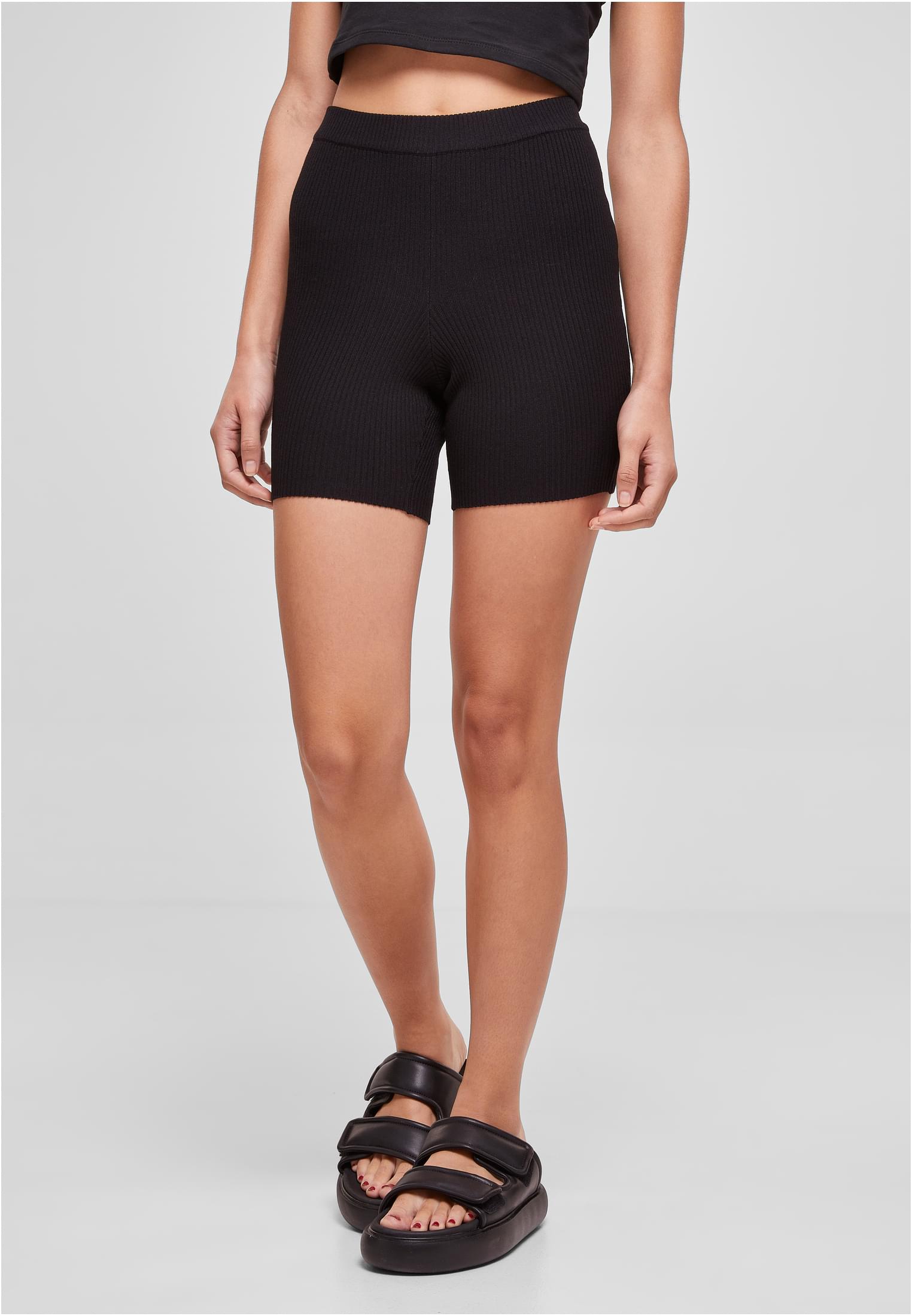 Ladies Rib Knit Shorts | black