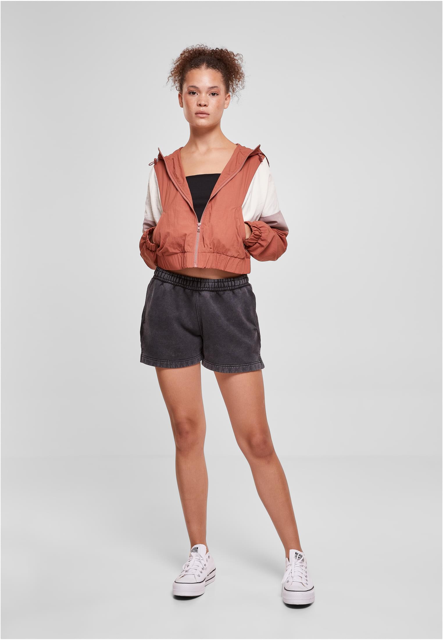 Ladies Short 3-Tone Crinkle Jacket | terracotta/whitesand/duskrose