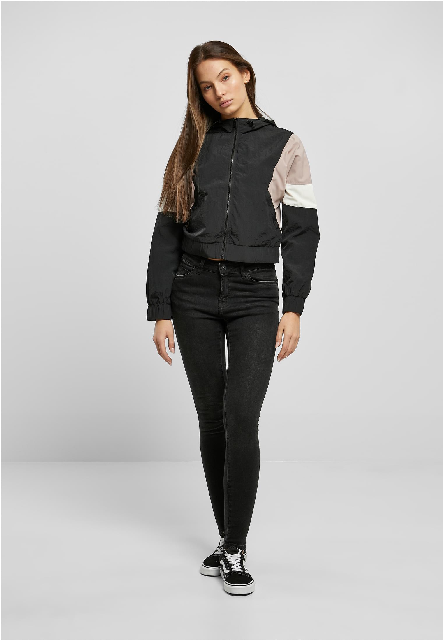 Ladies Short 3-Tone Crinkle Jacket | black/duskrose/whitesand