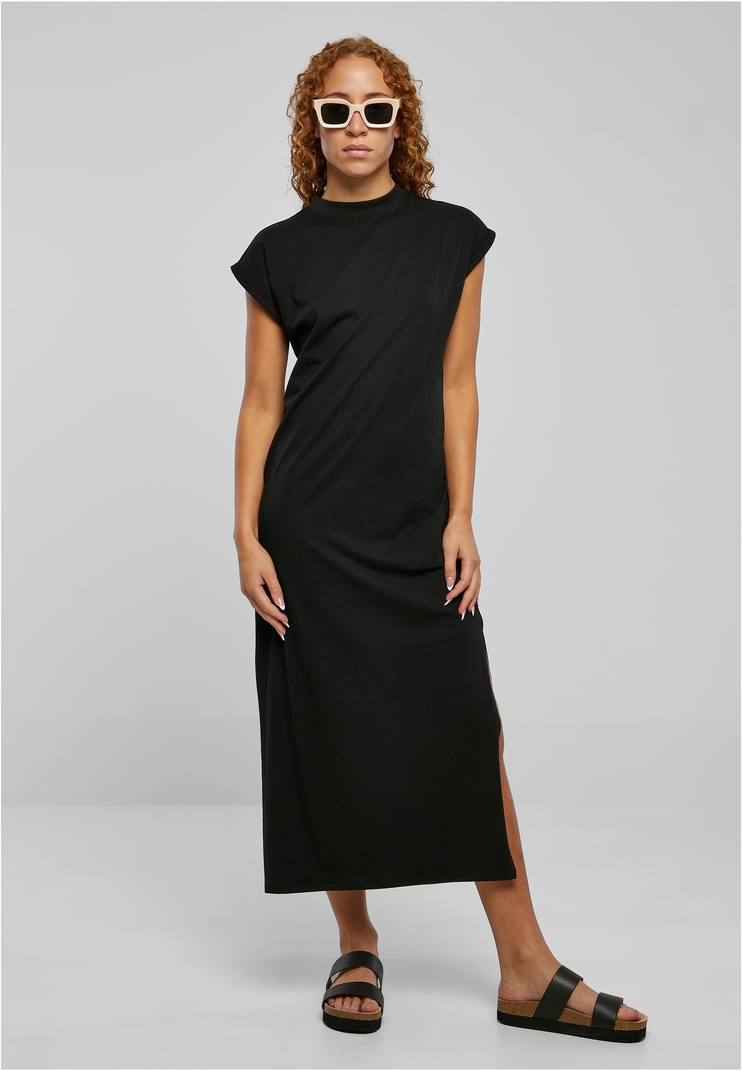 Ladies Long Extended Shoulder Dress | black