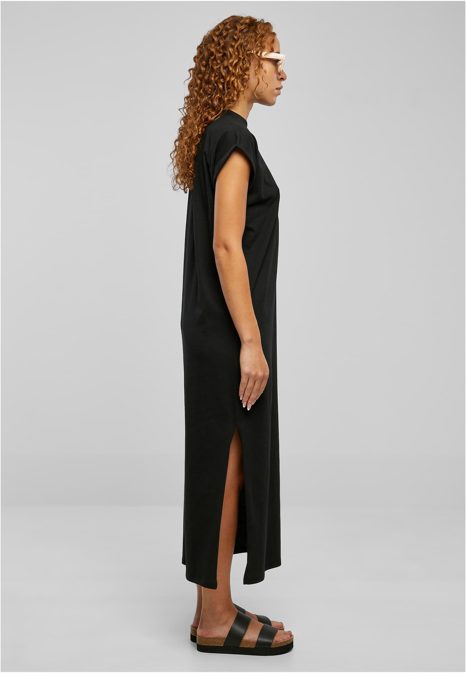 Ladies Long Extended Shoulder Dress | black