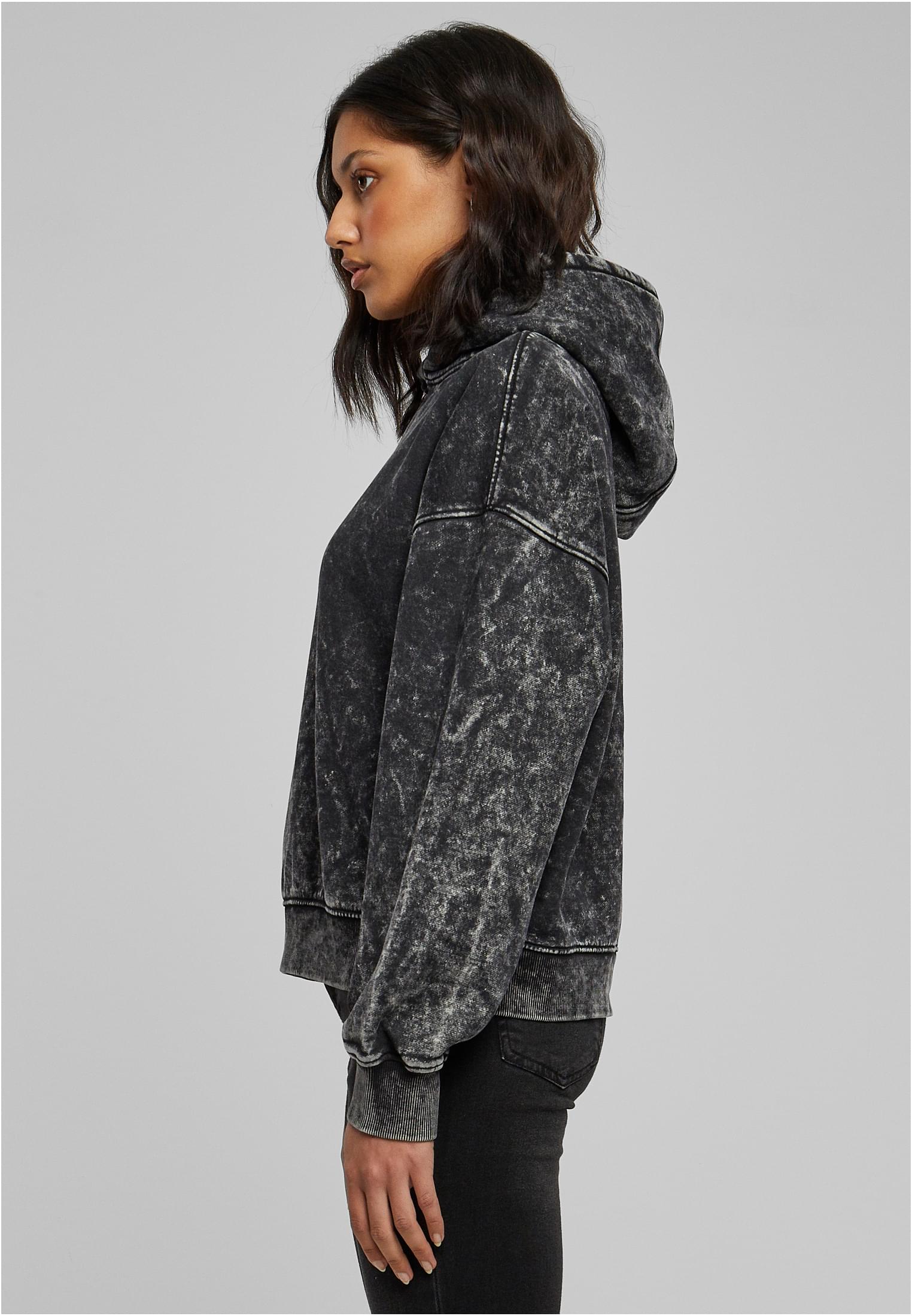 Ladies Oversized Towel Washed Hoody | black