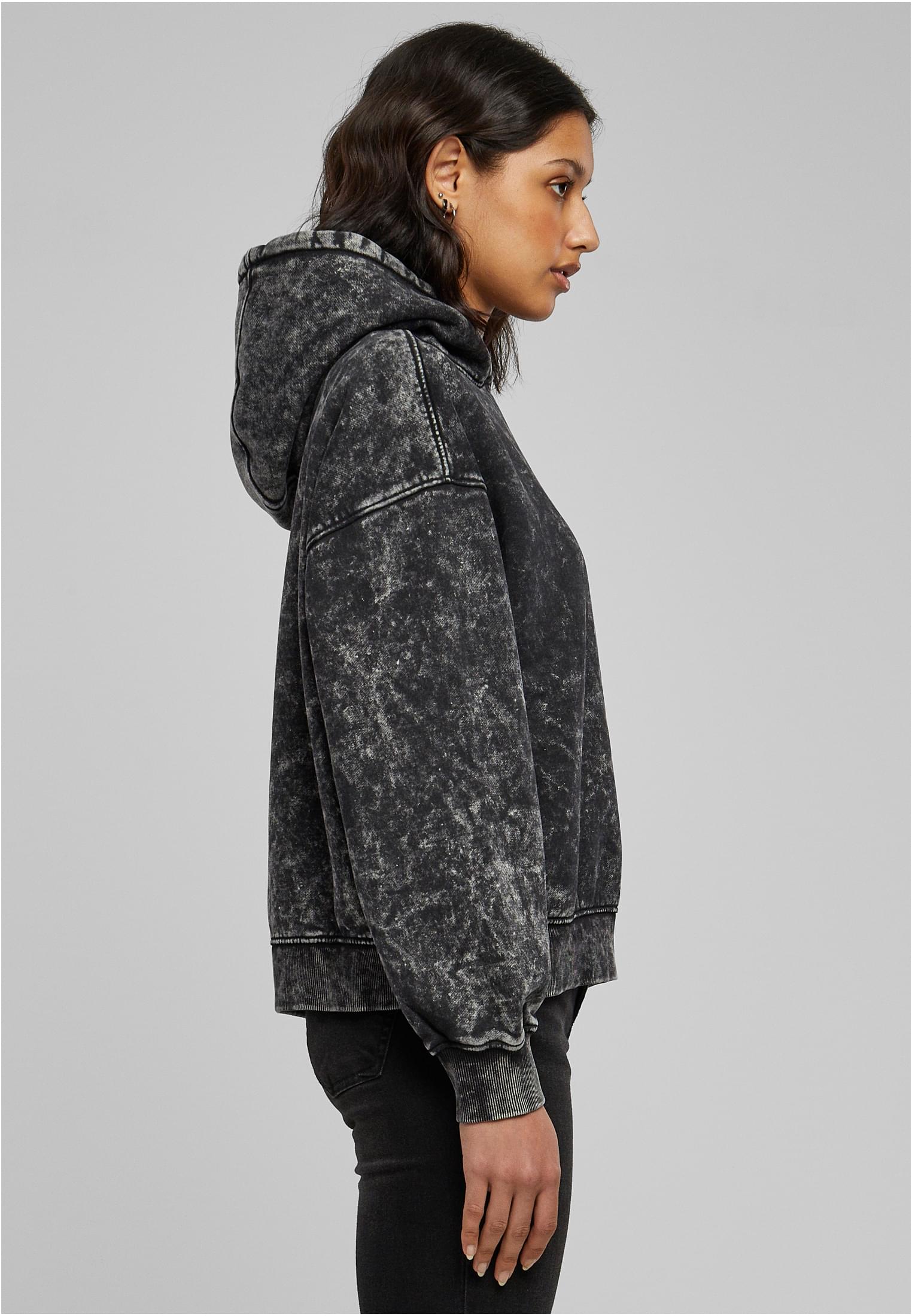 Ladies Oversized Towel Washed Hoody | black