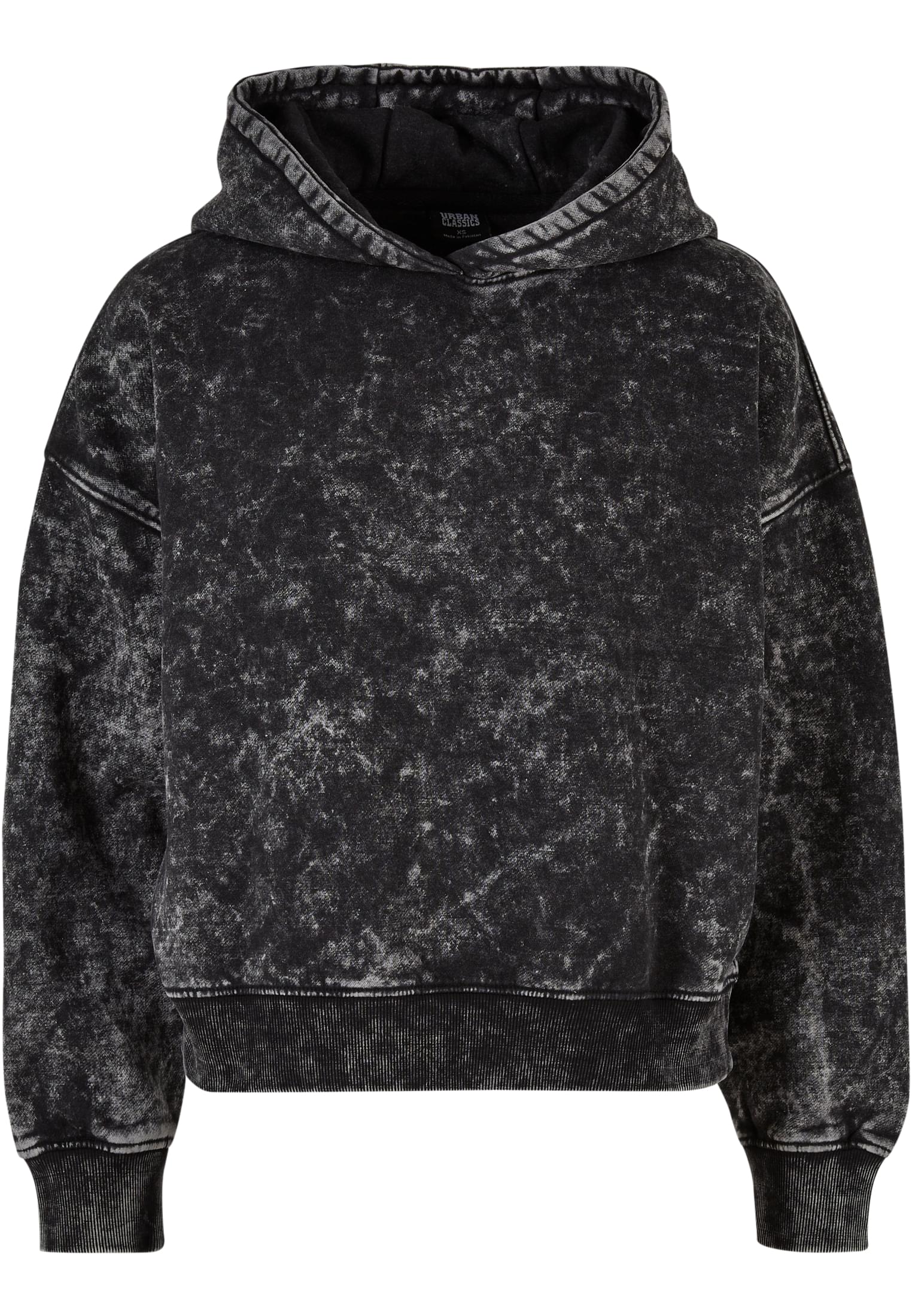 Ladies Oversized Towel Washed Hoody | black