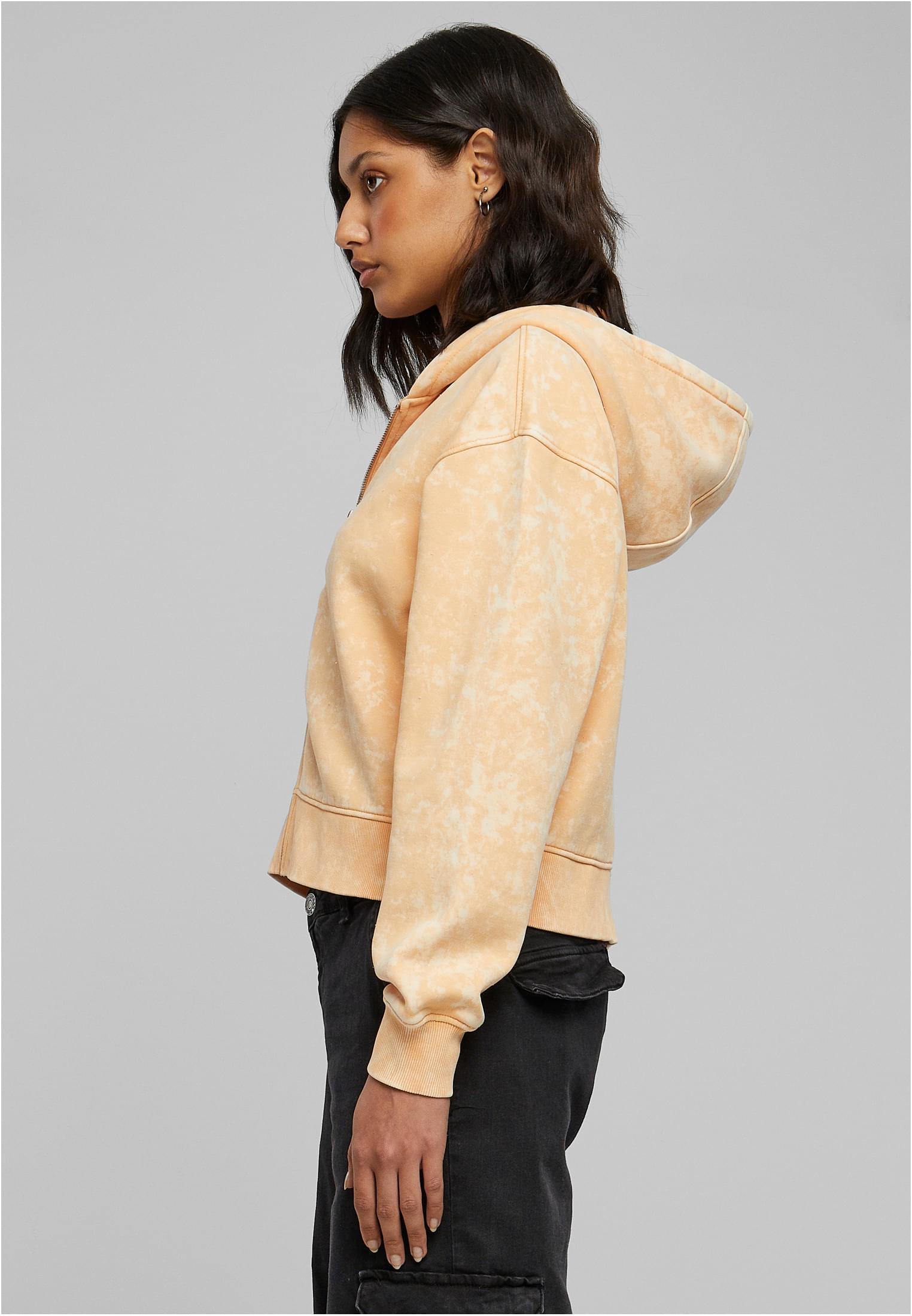 Ladies Short Oversized Towel Washed Zip Hoody | paleorange