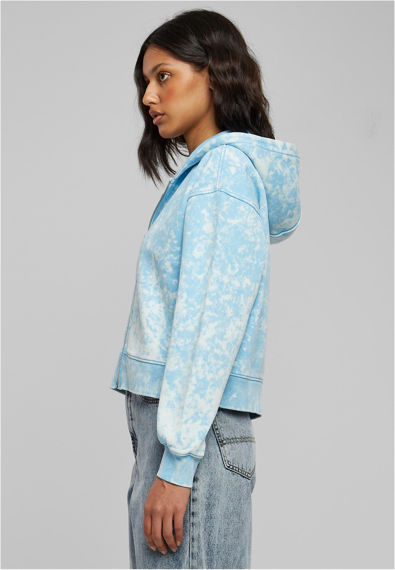 Ladies Short Oversized Towel Washed Zip Hoody | balticblue