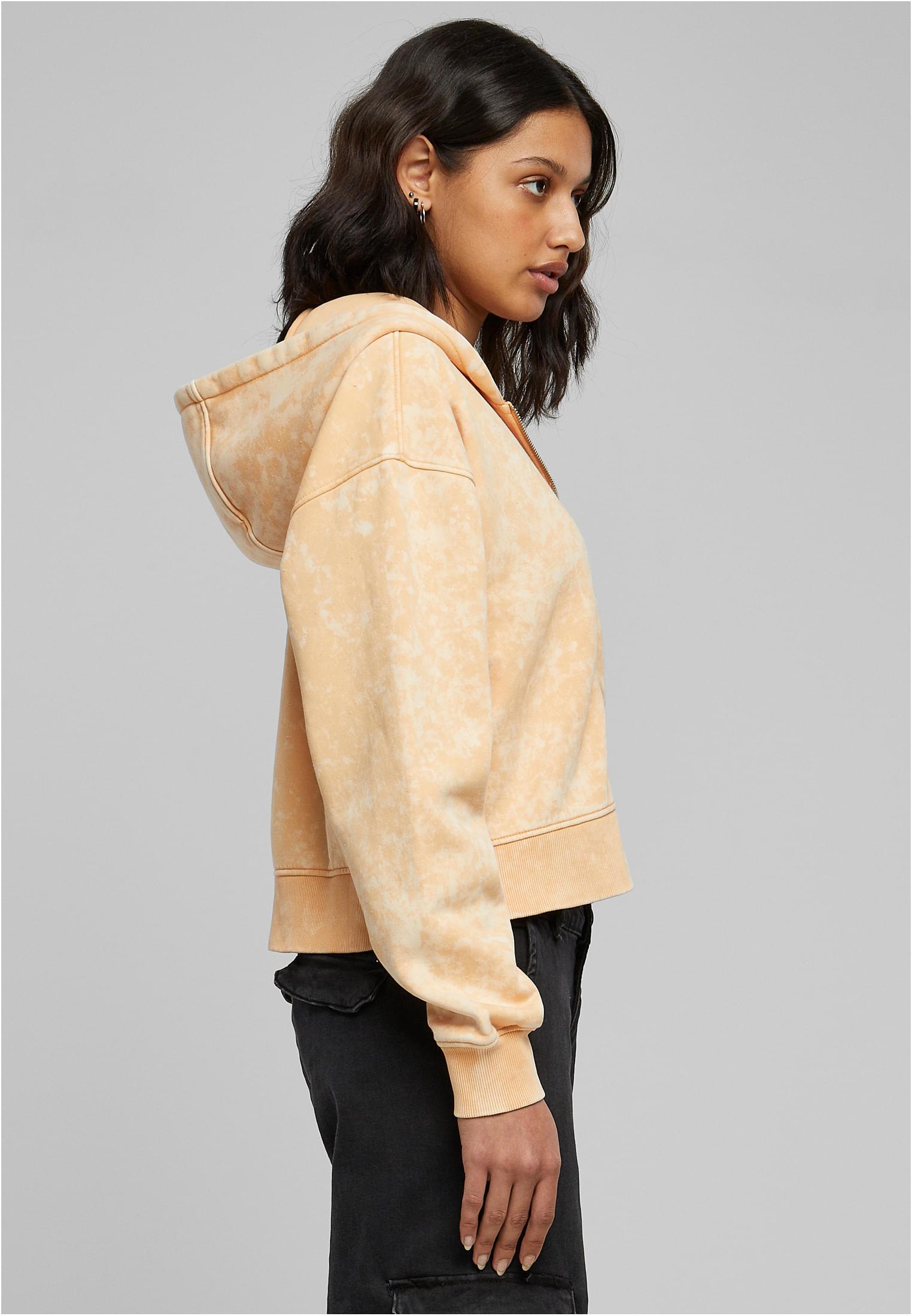 Ladies Short Oversized Towel Washed Zip Hoody | paleorange