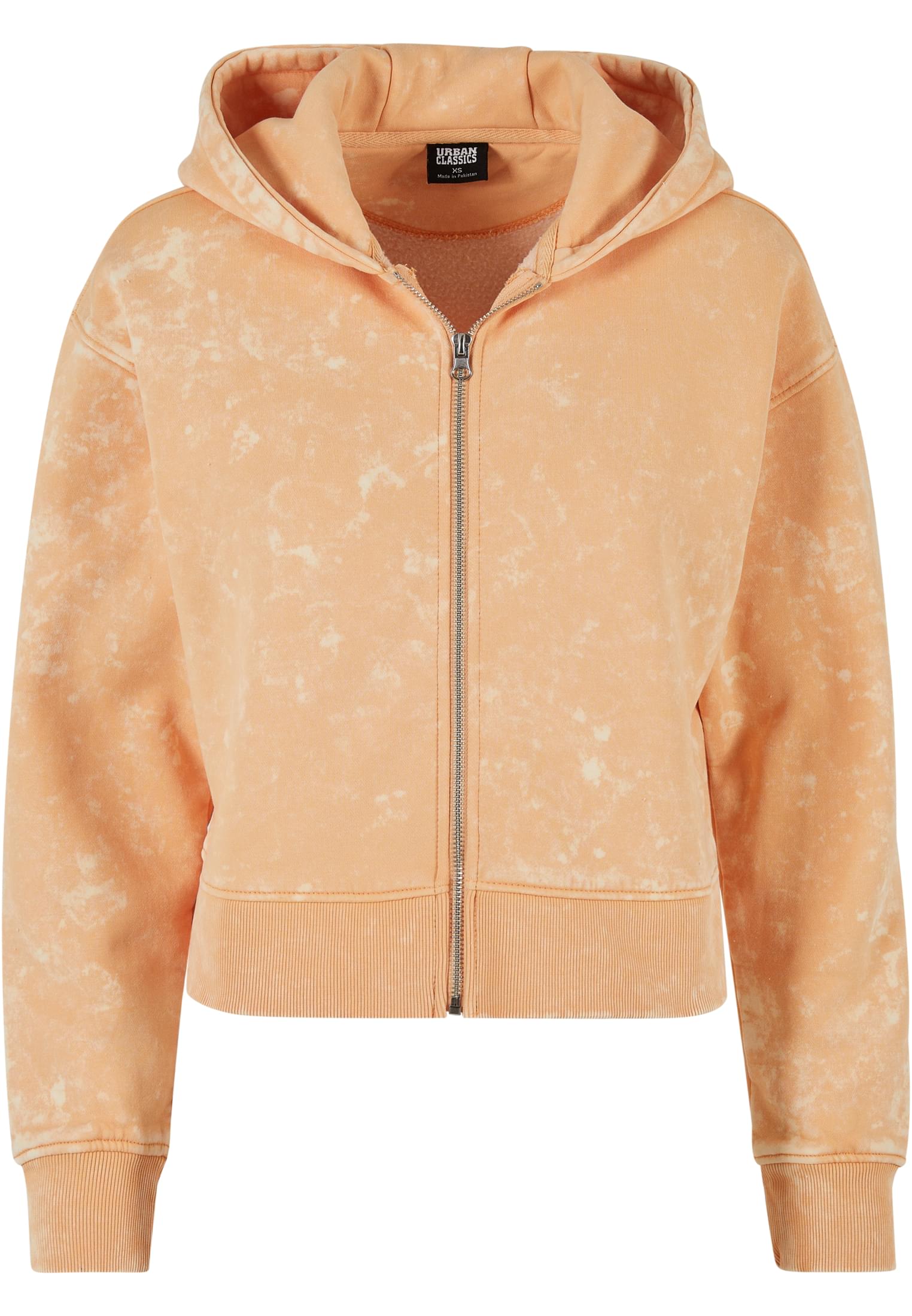 Ladies Short Oversized Towel Washed Zip Hoody | paleorange