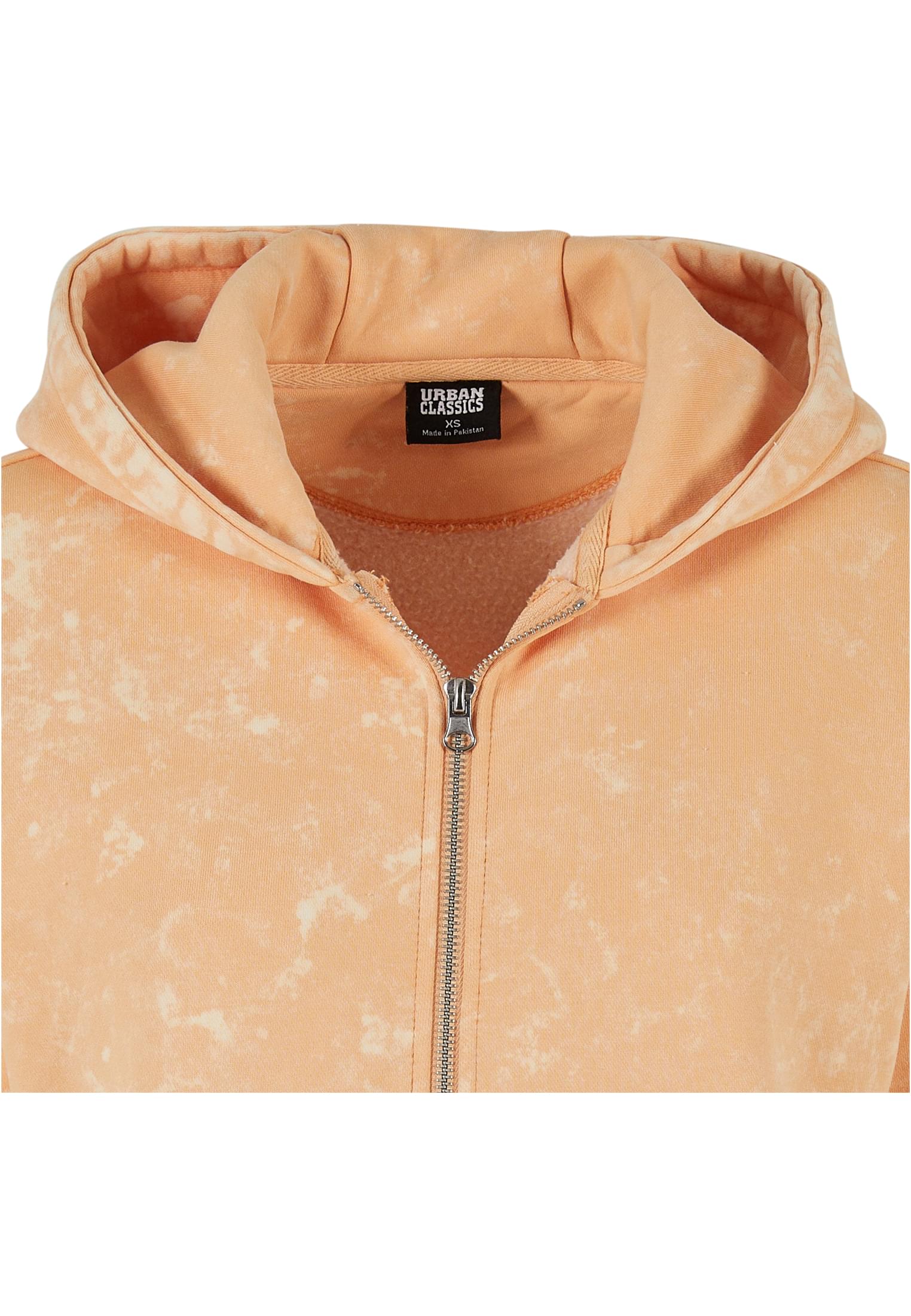 Ladies Short Oversized Towel Washed Zip Hoody | paleorange