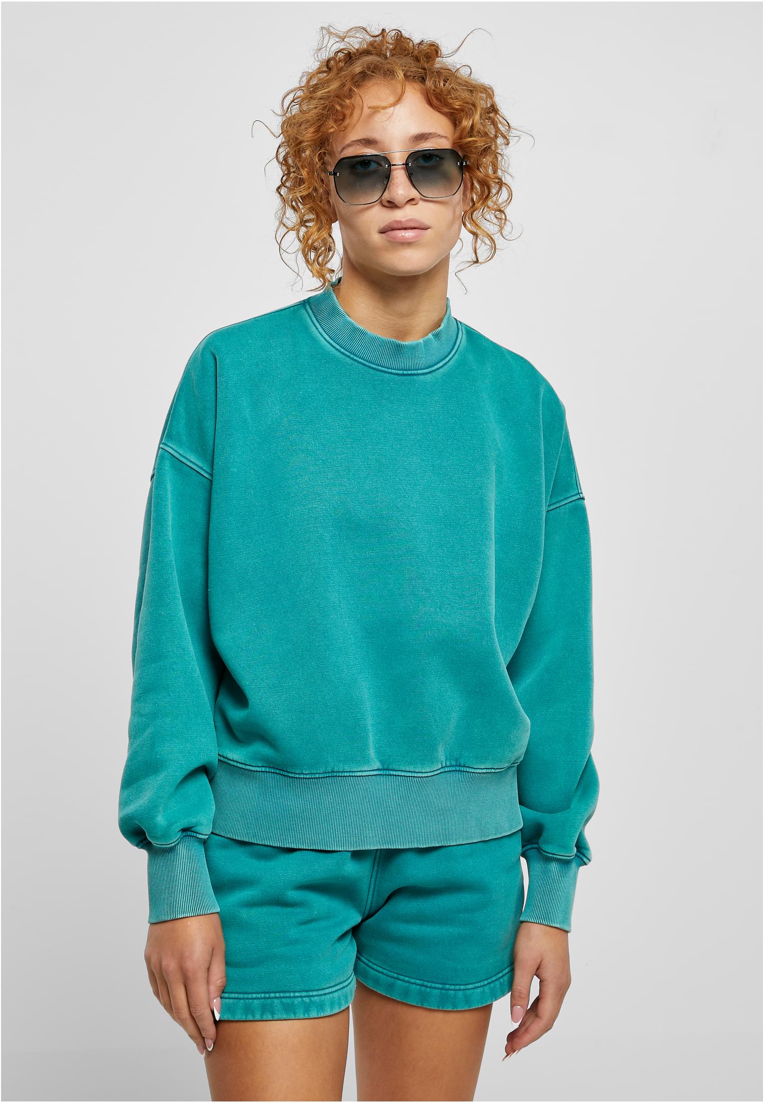 Ladies Oversized Stone Washed Crewneck | watergreen