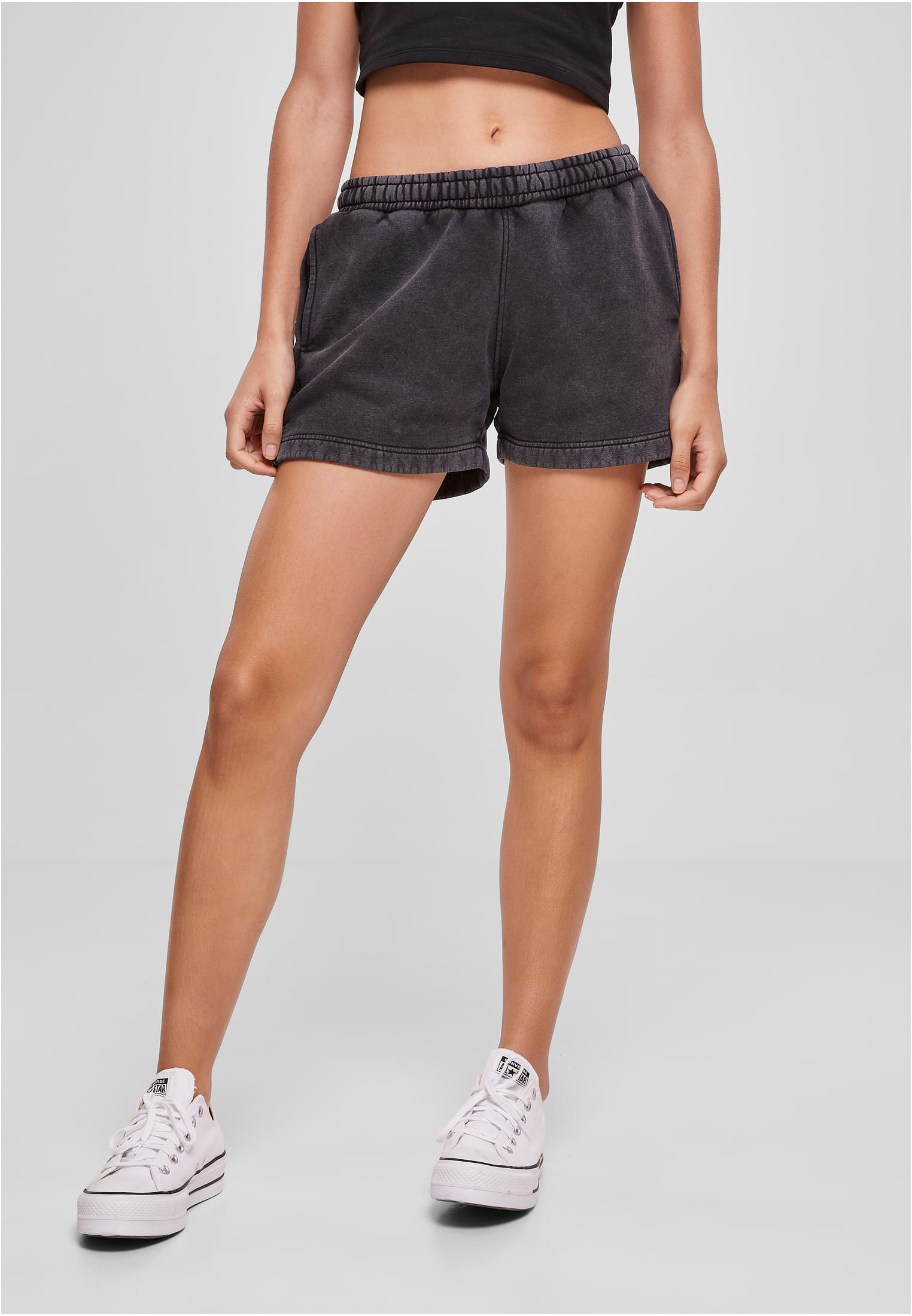 Ladies Stone Washed Shorts | black