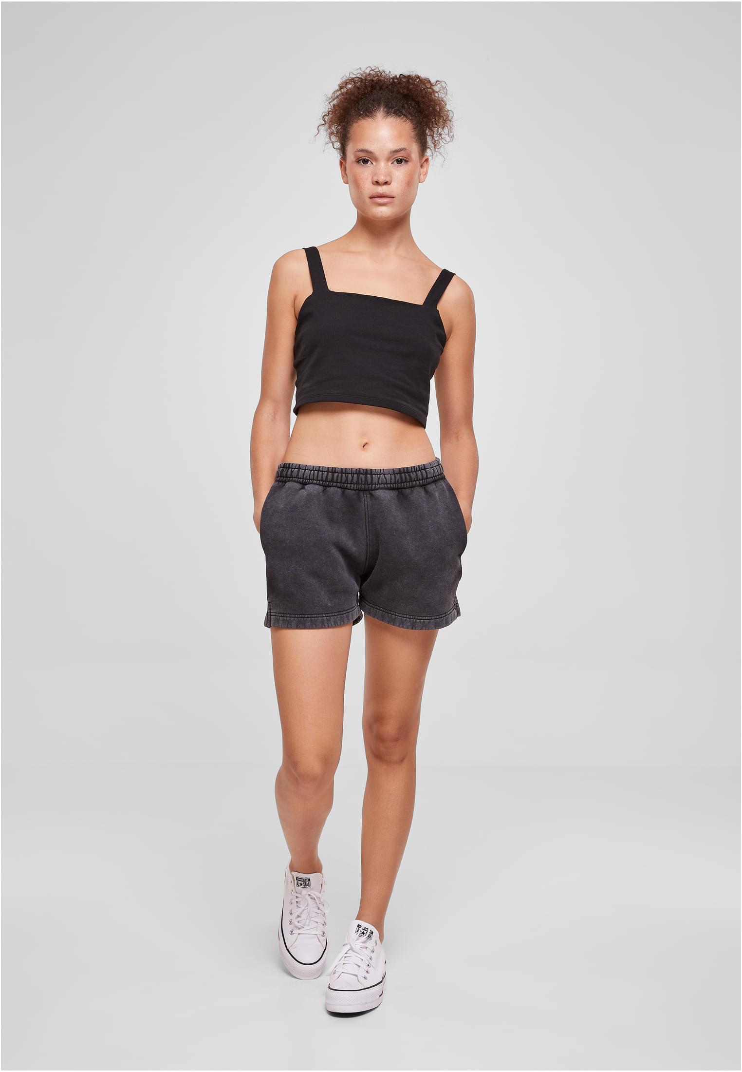 Ladies Stone Washed Shorts | black