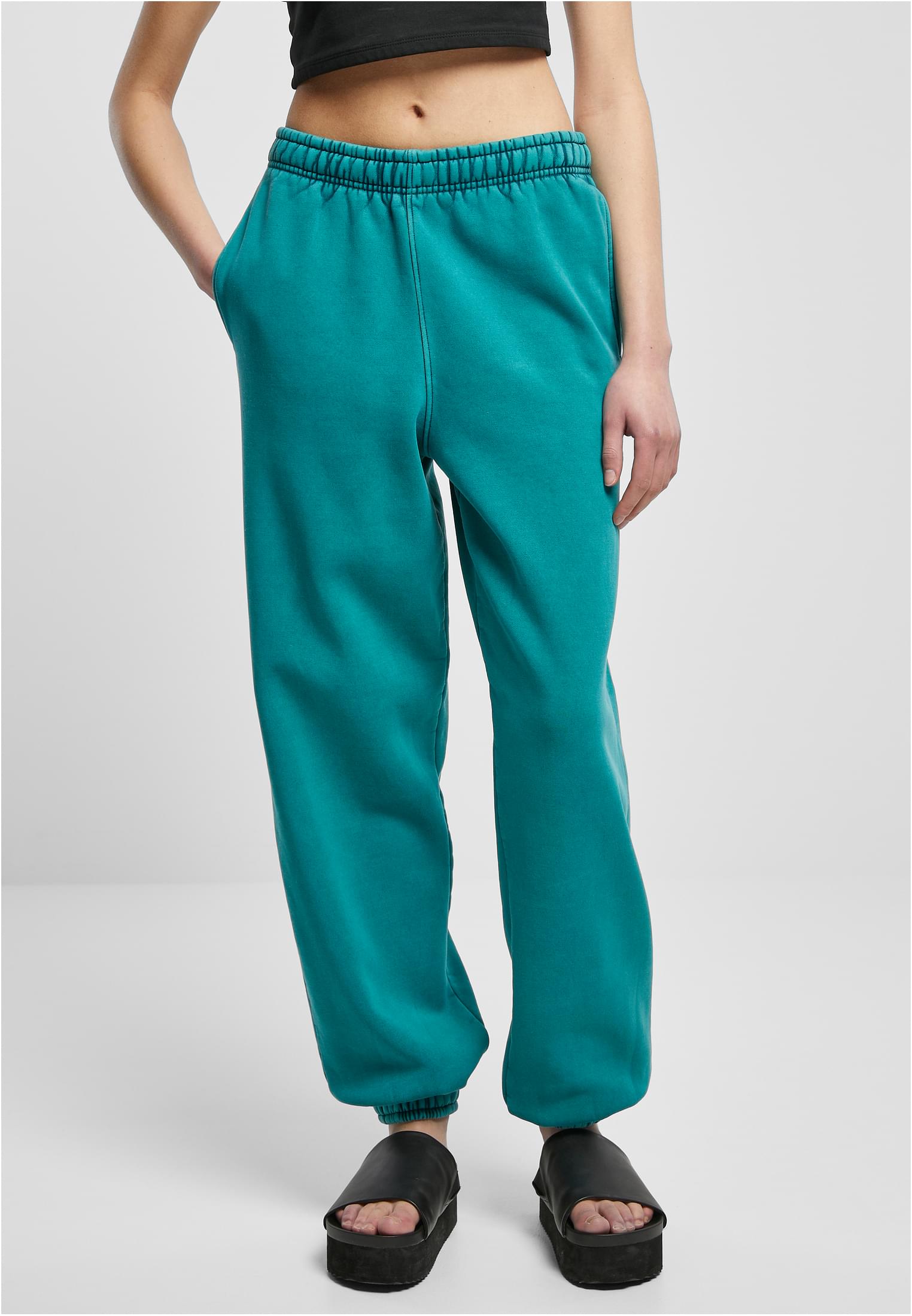 Ladies High Waist Stone Washed Sweat Pants | watergreen