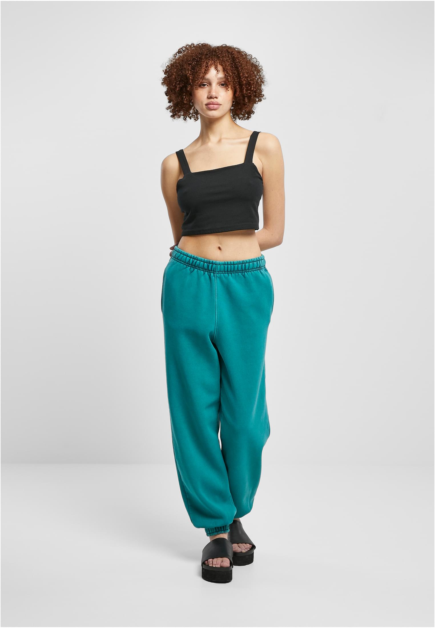 Ladies High Waist Stone Washed Sweat Pants | watergreen