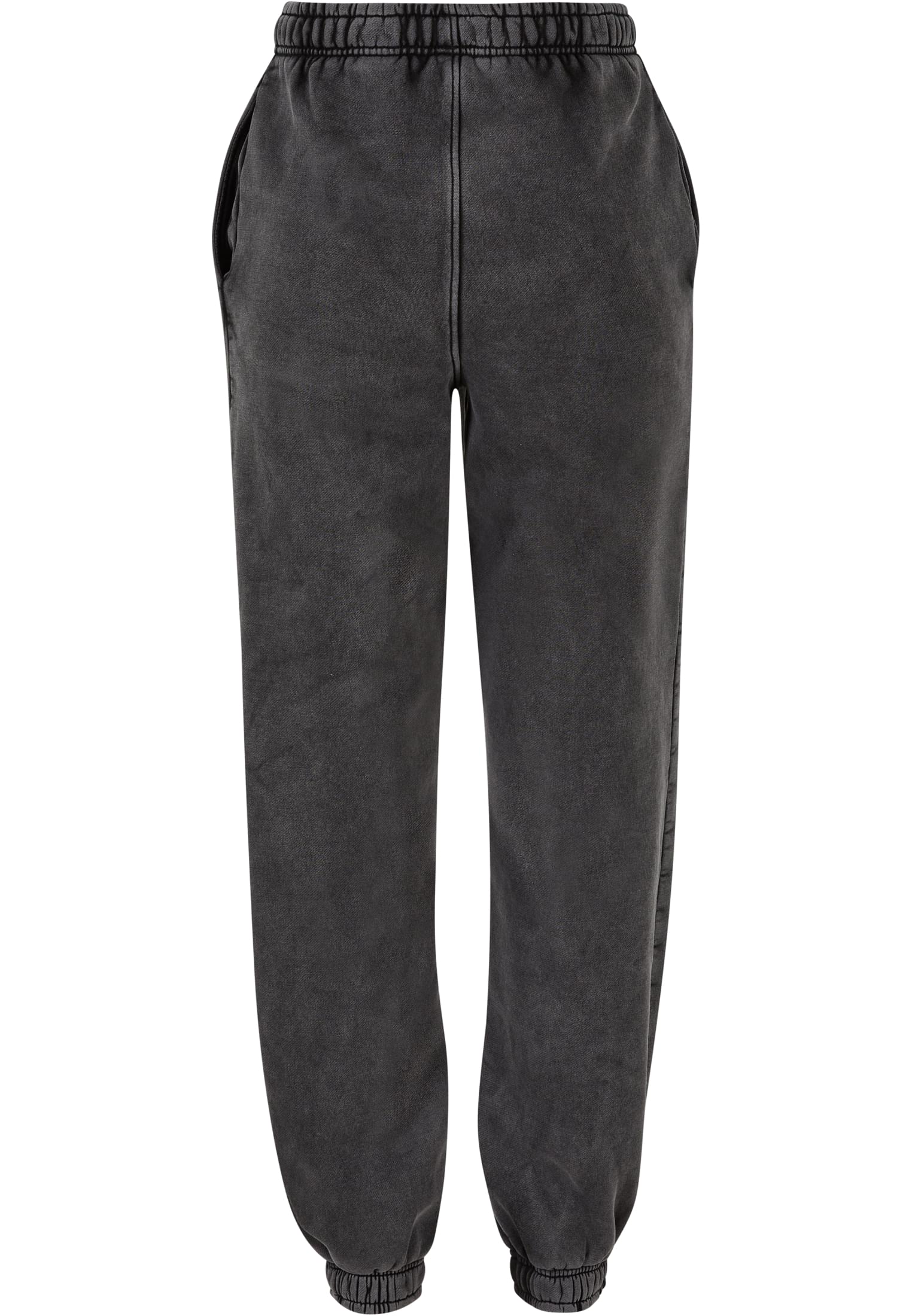 Ladies High Waist Stone Washed Sweat Pants | black