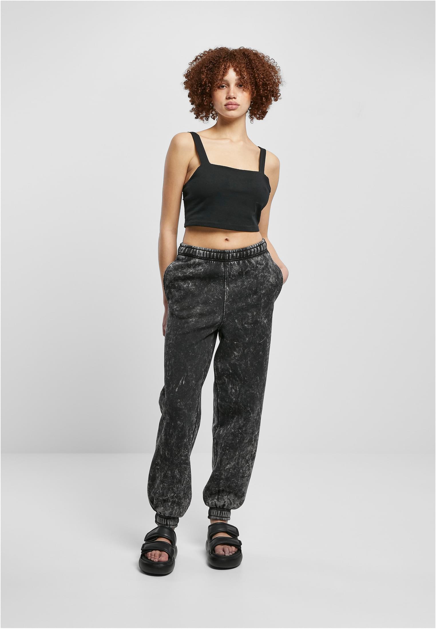 Ladies Towel Washed Sweat Pants | black