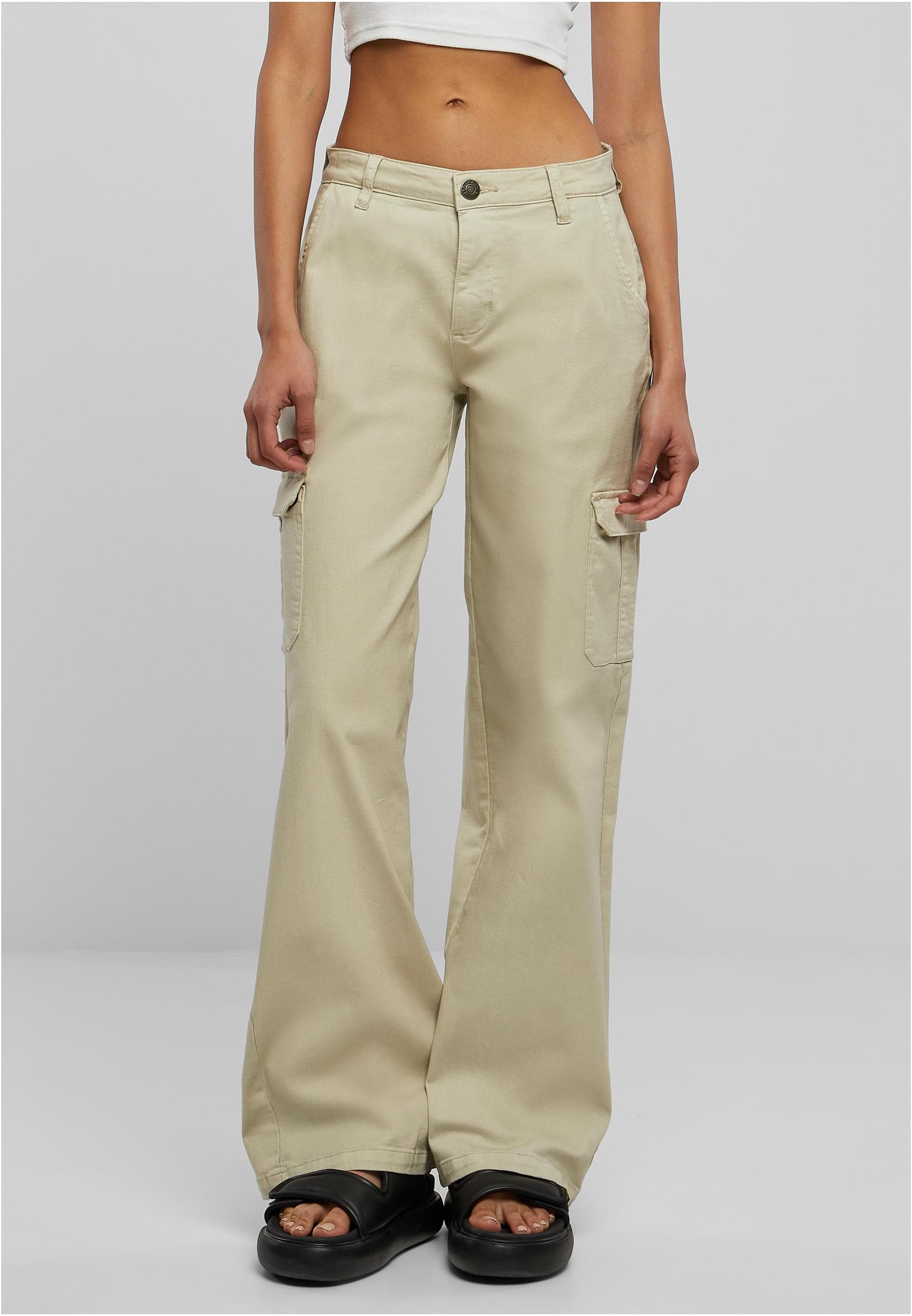 Ladies High Waist Straight Denim Cargo Pants | offwhite raw