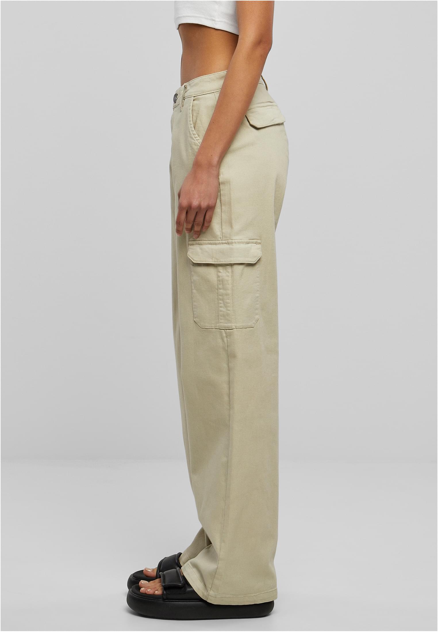 Ladies High Waist Straight Denim Cargo Pants | offwhite raw