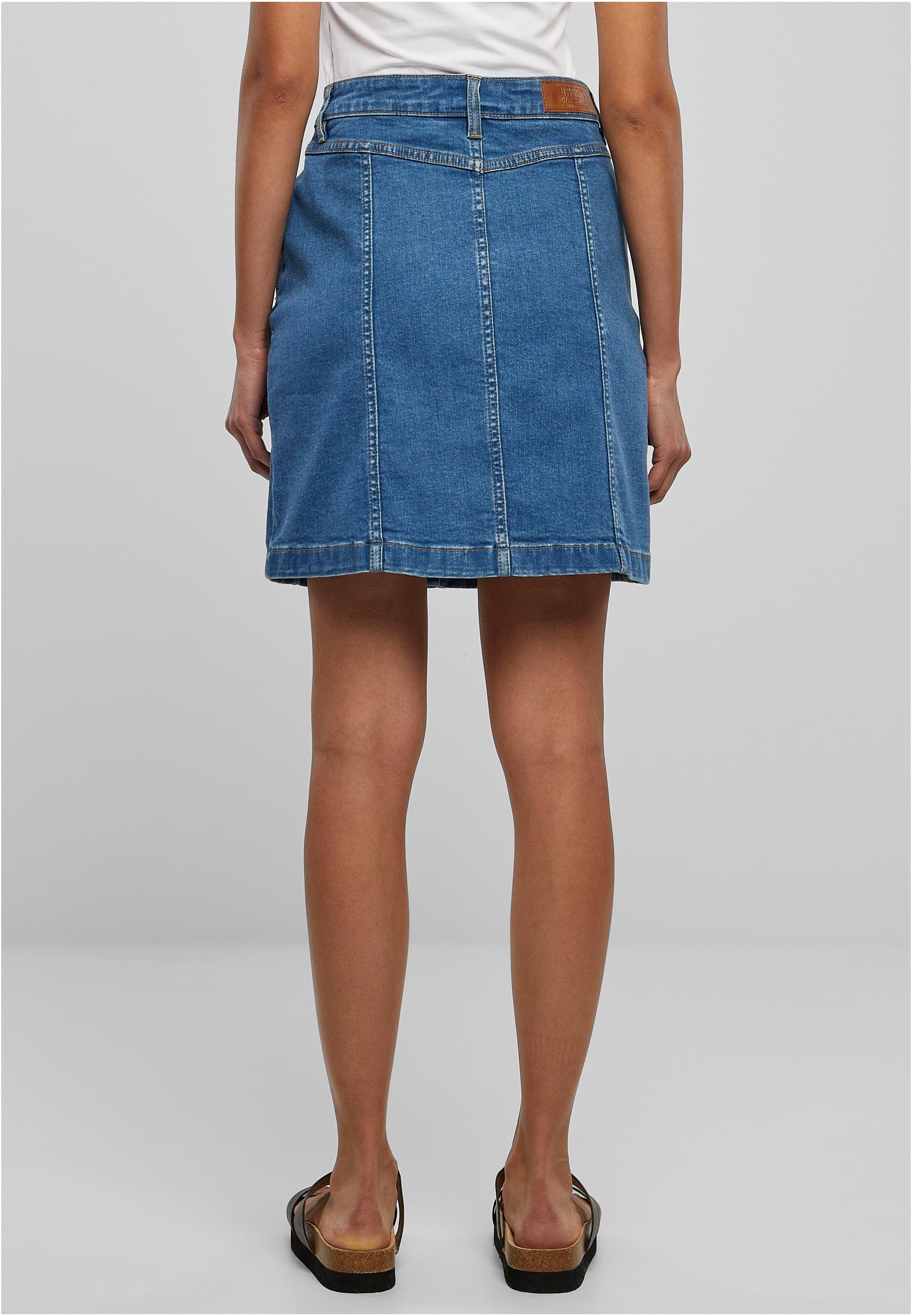 Ladies Organic Stretch Button Denim Skirt | clearblue washed