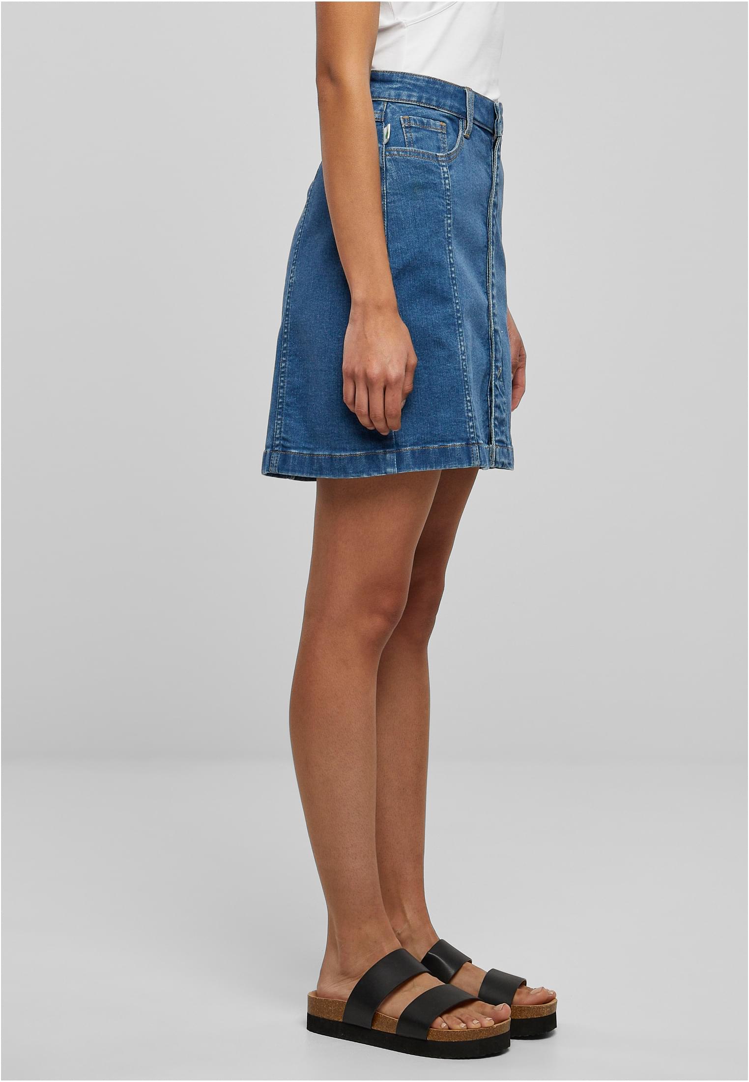 Ladies Organic Stretch Button Denim Skirt | clearblue washed