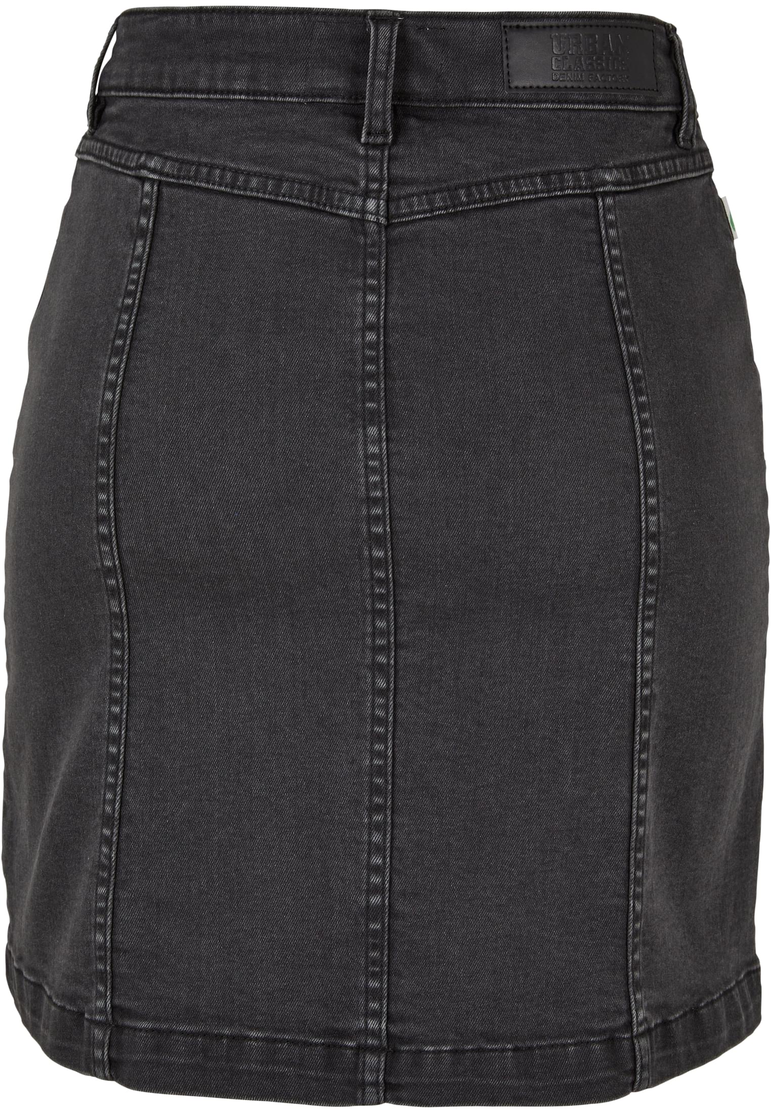 Ladies Organic Stretch Button Denim Skirt | black washed