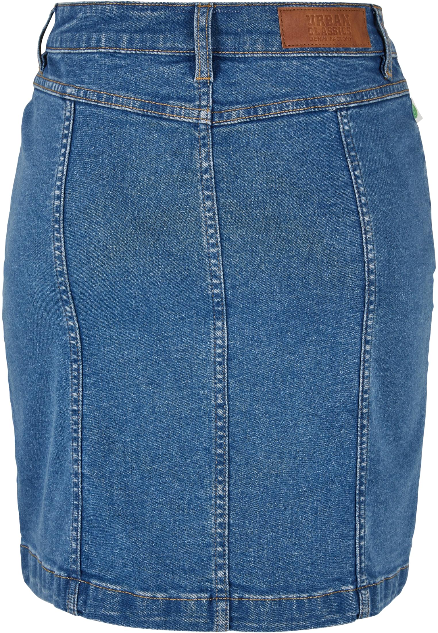 Ladies Organic Stretch Button Denim Skirt | clearblue washed