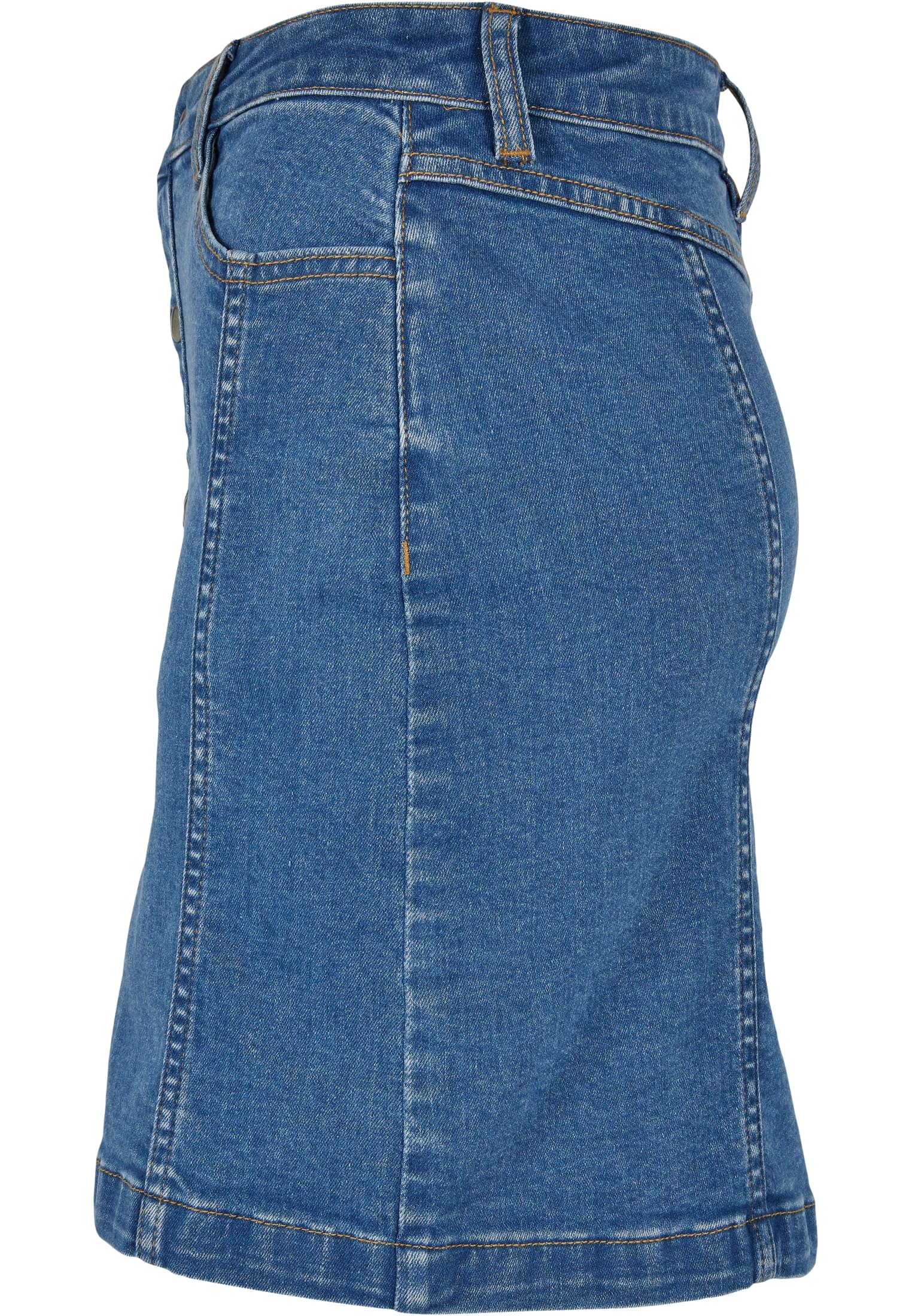 Ladies Organic Stretch Button Denim Skirt | clearblue washed