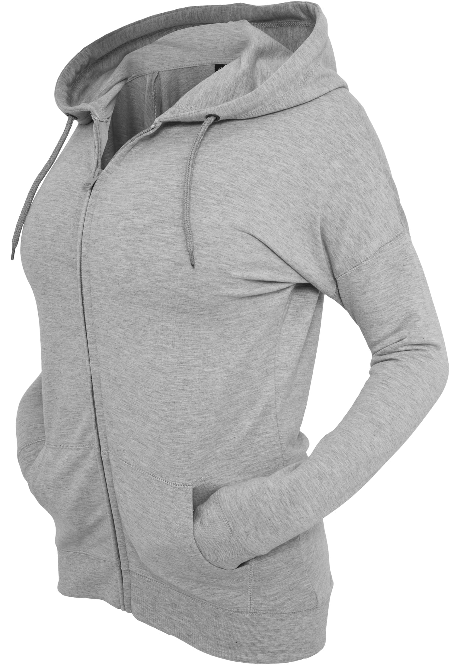 Ladies Long Zip Hoody | grey