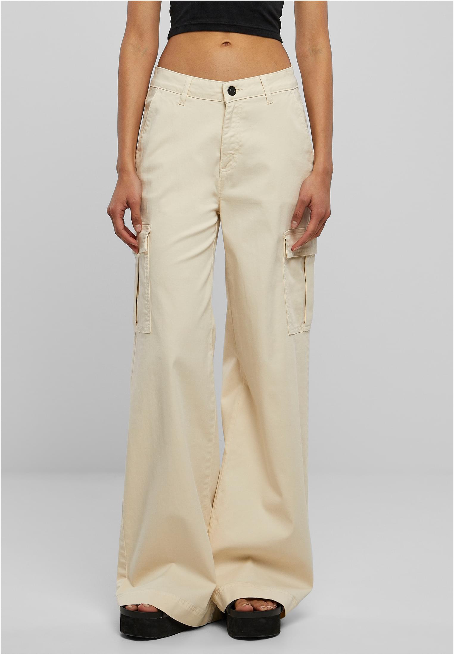 Ladies High Waist Wide Leg Twill Cargo Pants | whitesand