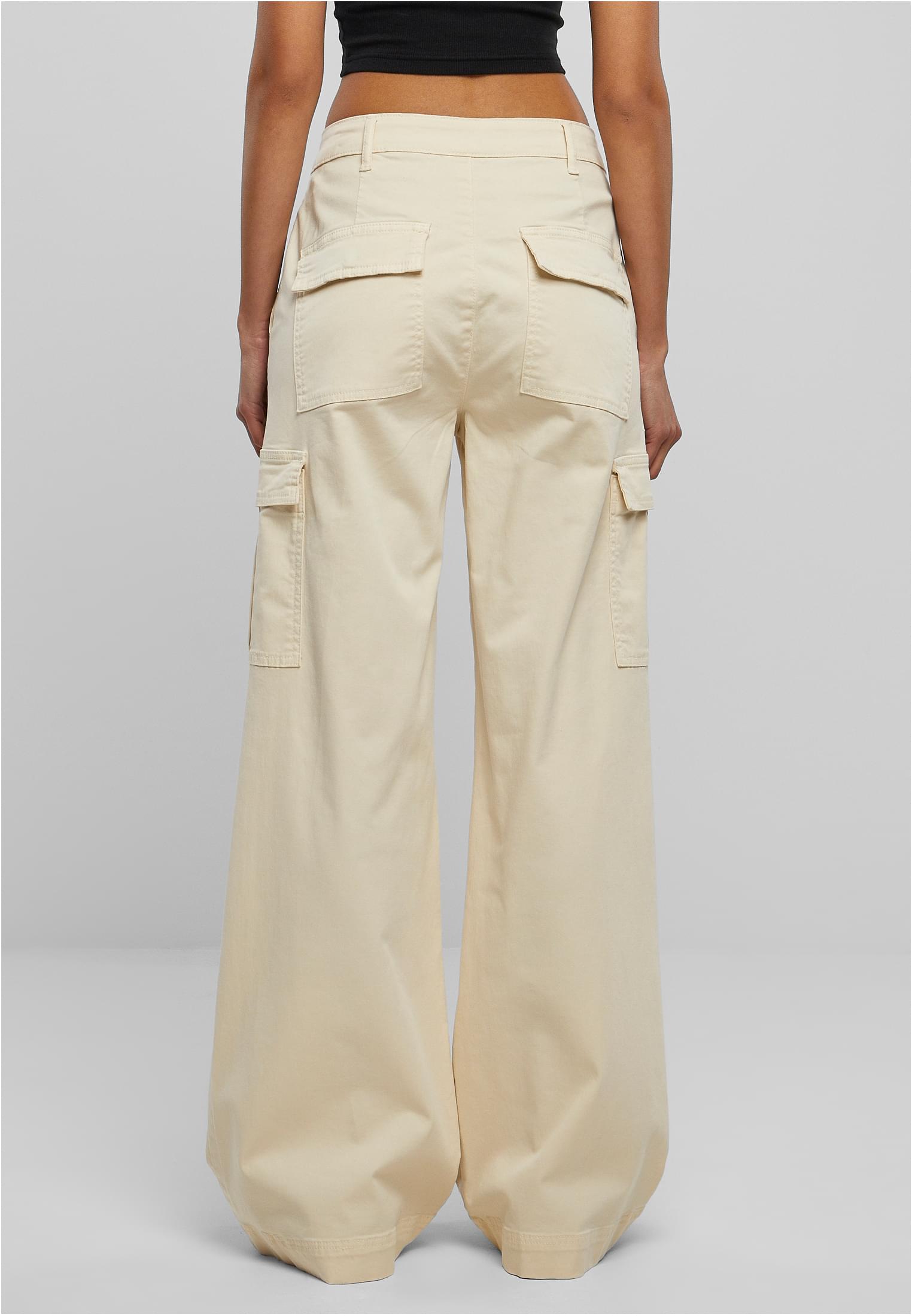 Ladies High Waist Wide Leg Twill Cargo Pants | whitesand