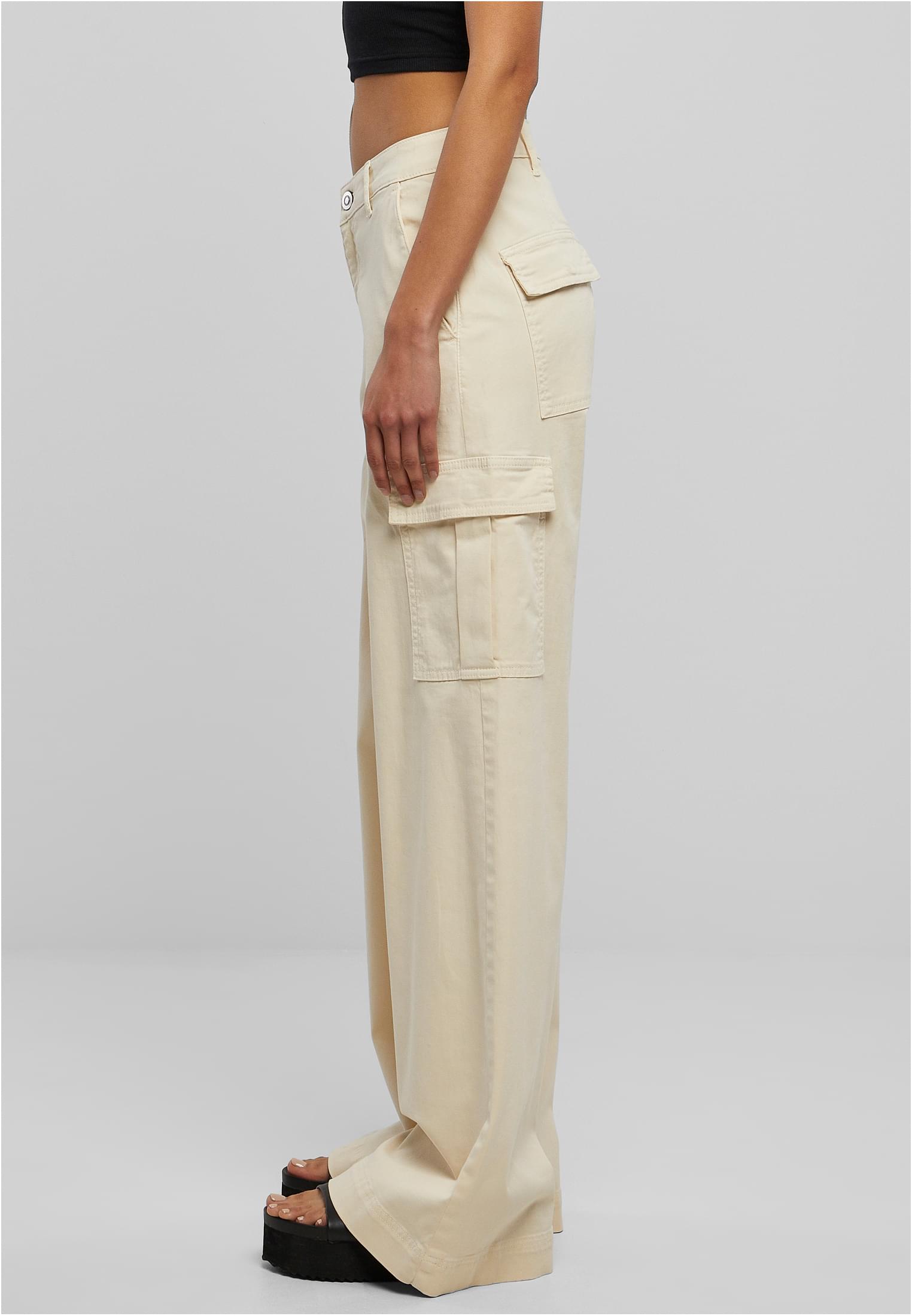 Ladies High Waist Wide Leg Twill Cargo Pants | whitesand