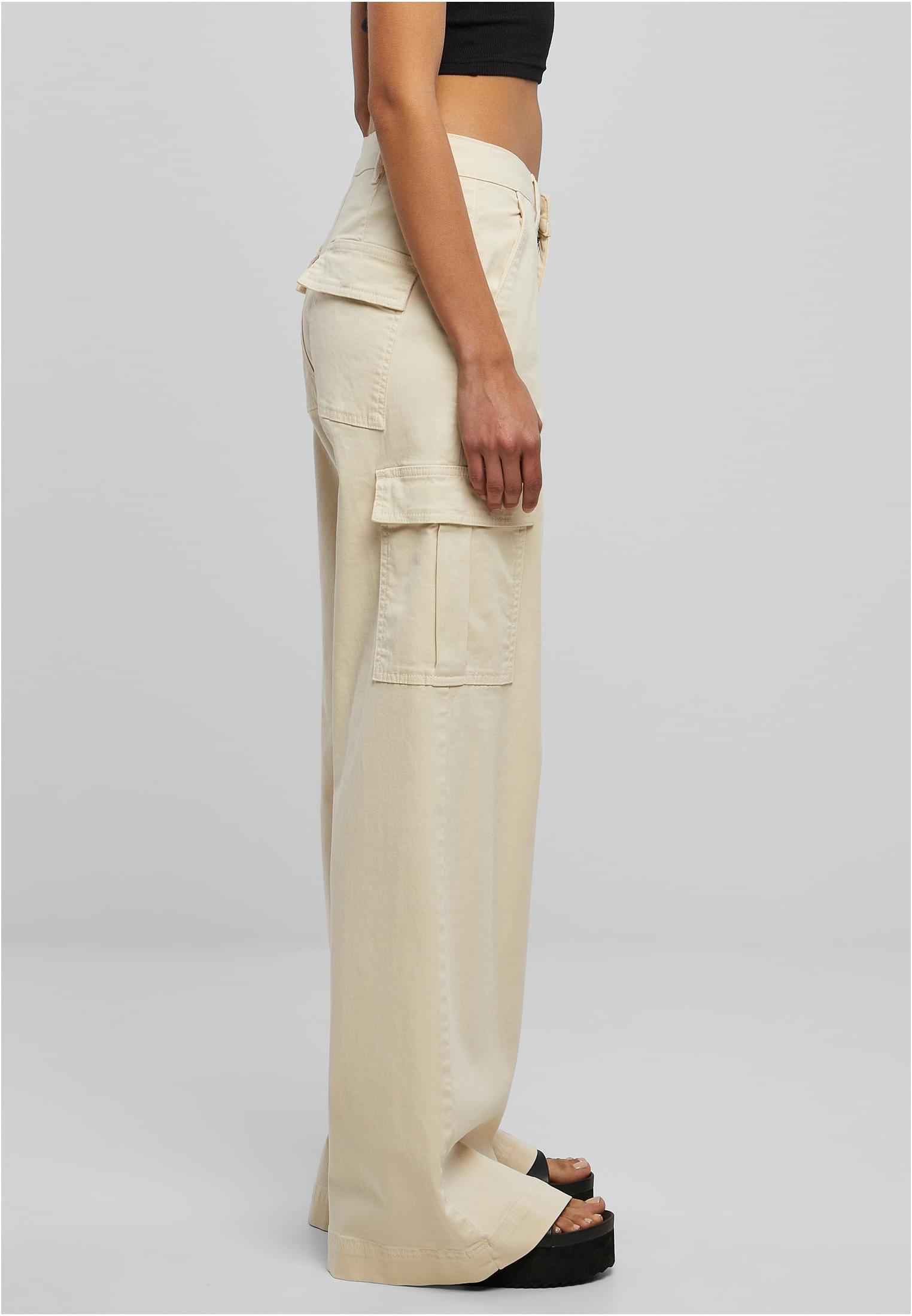 Ladies High Waist Wide Leg Twill Cargo Pants | whitesand