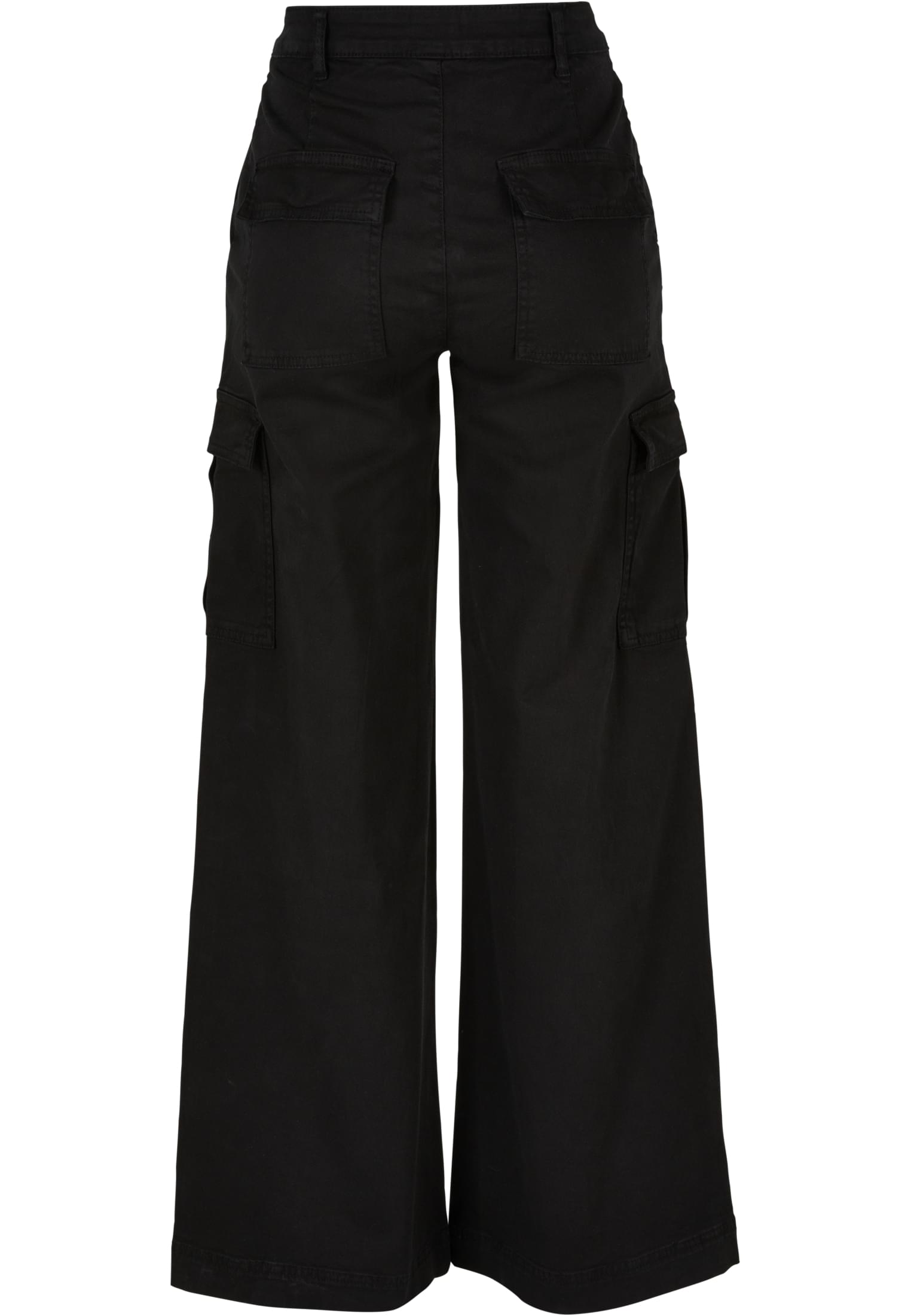 Ladies High Waist Wide Leg Twill Cargo Pants | black