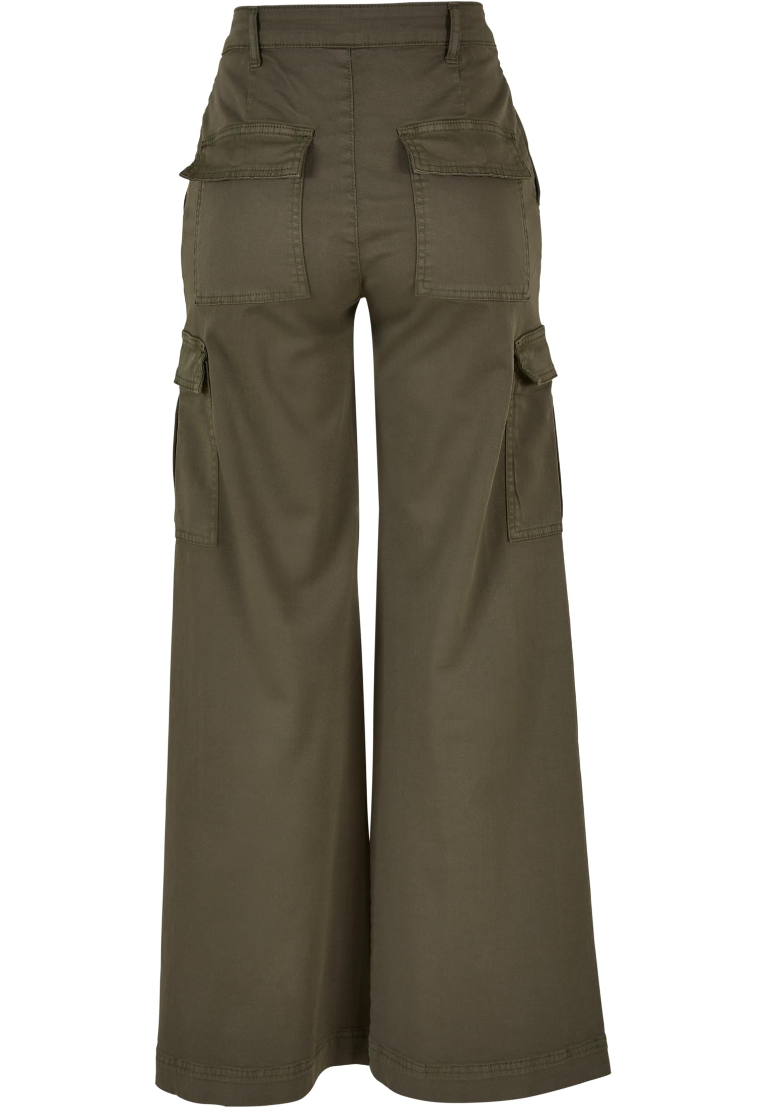 Ladies High Waist Wide Leg Twill Cargo Pants | olive