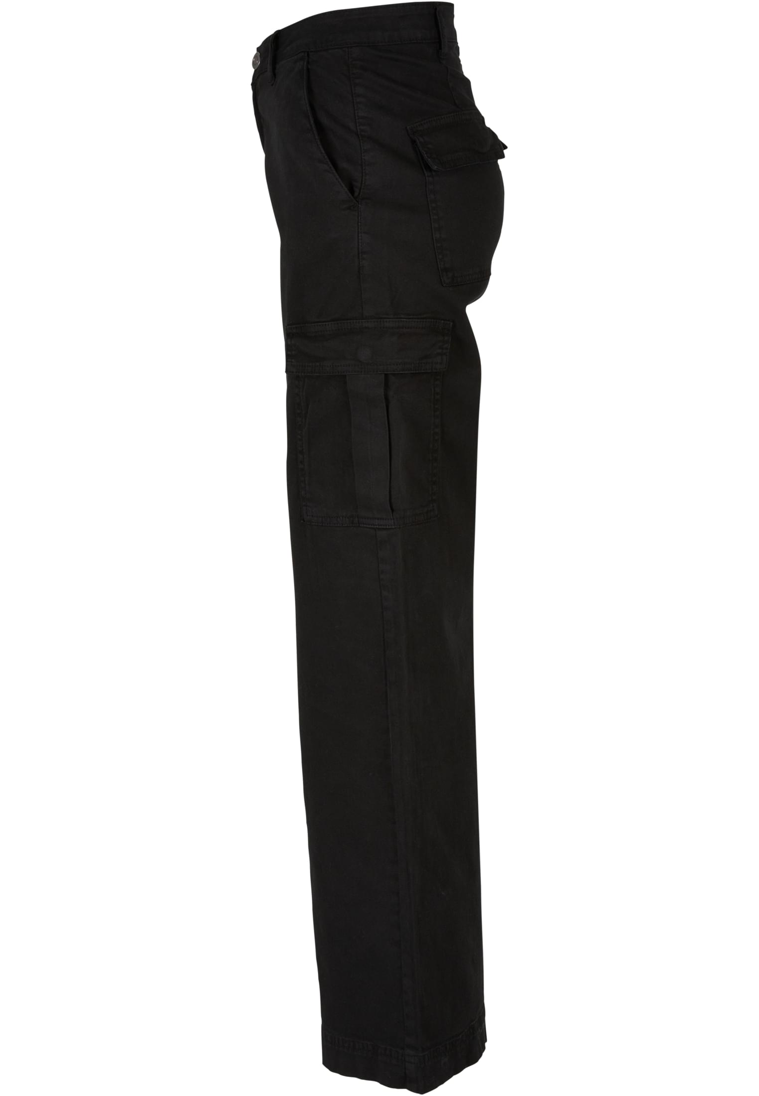 Ladies High Waist Wide Leg Twill Cargo Pants | black