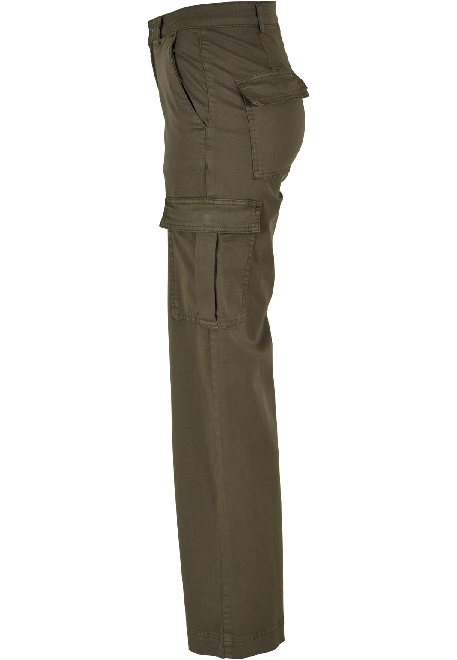 Ladies High Waist Wide Leg Twill Cargo Pants | olive