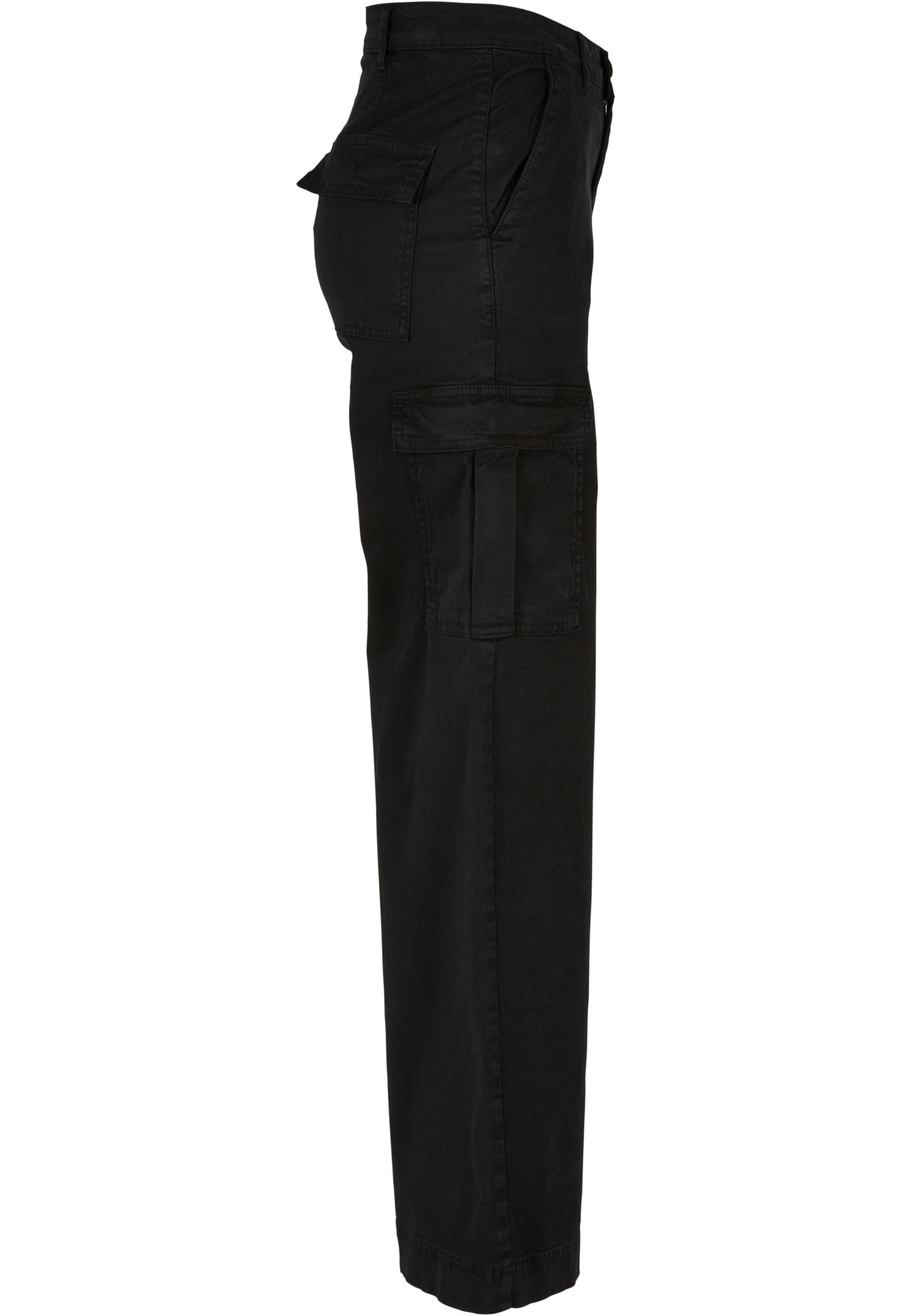 Ladies High Waist Wide Leg Twill Cargo Pants | black