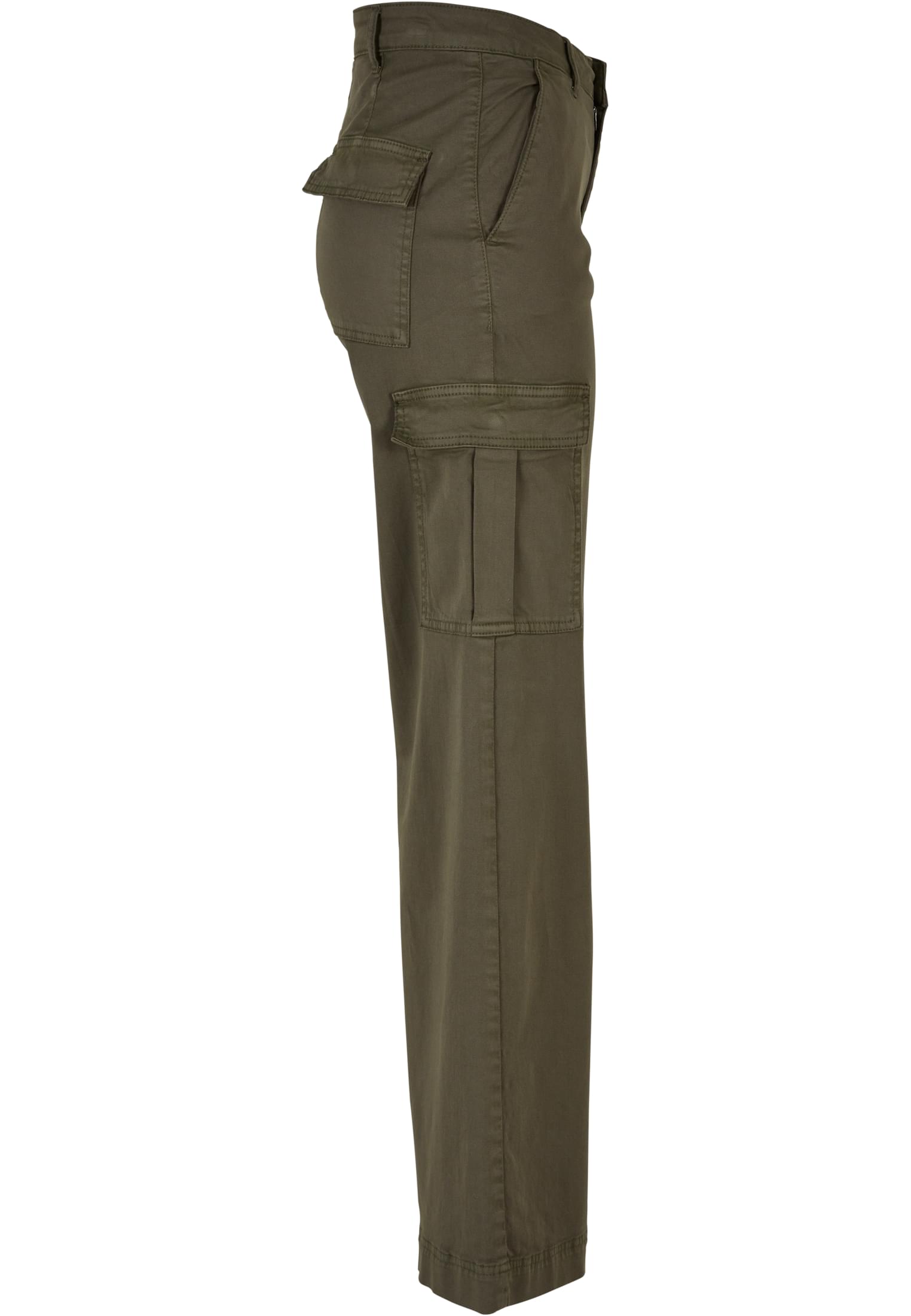 Ladies High Waist Wide Leg Twill Cargo Pants | olive