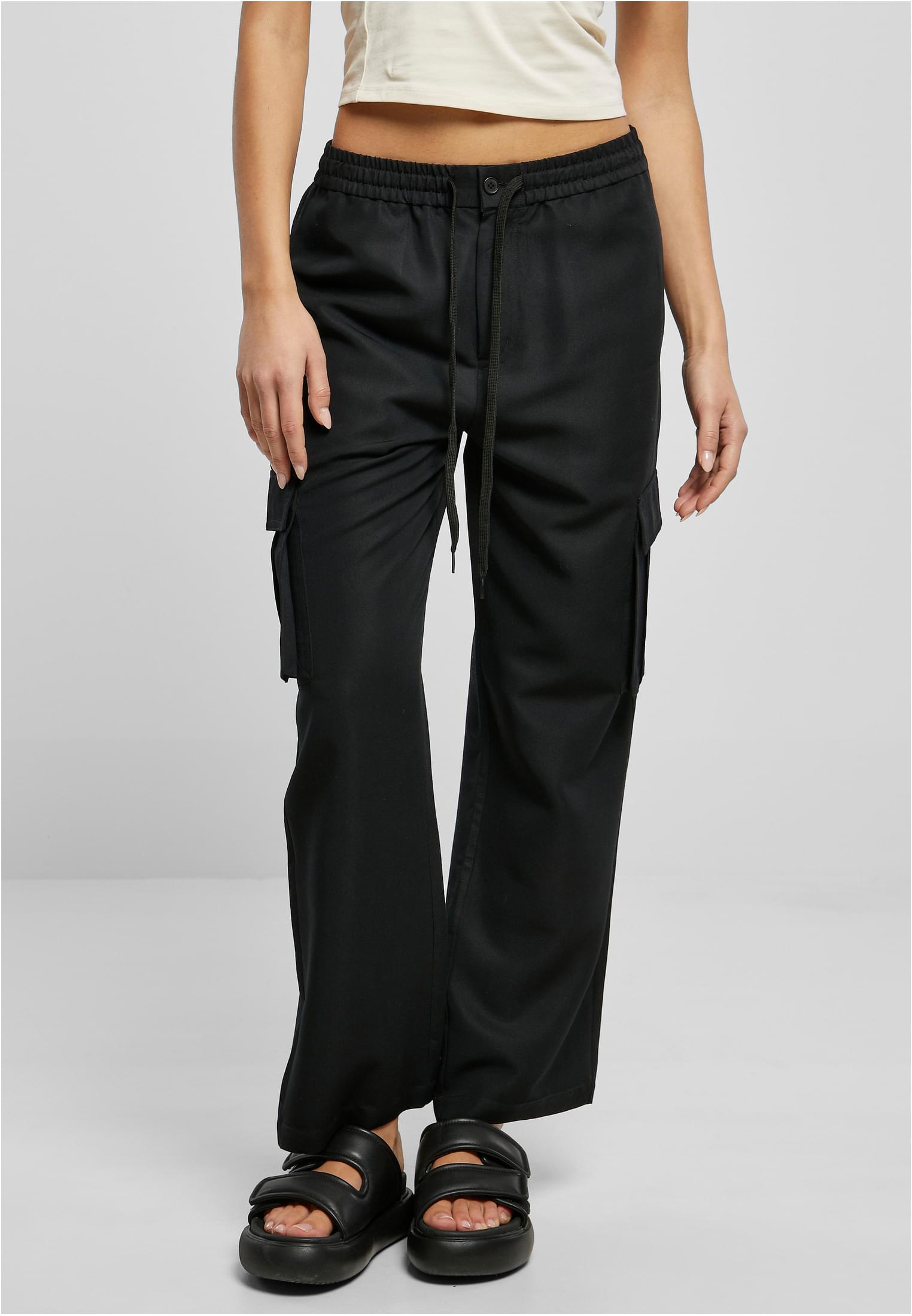 Ladies Vicose Straight Leg Cargo Pants | black