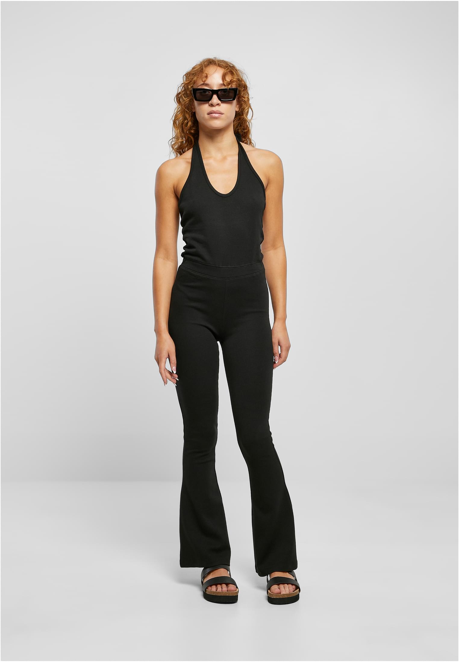 Ladies Stretch Interlock Neckholder Jumpsuit | black